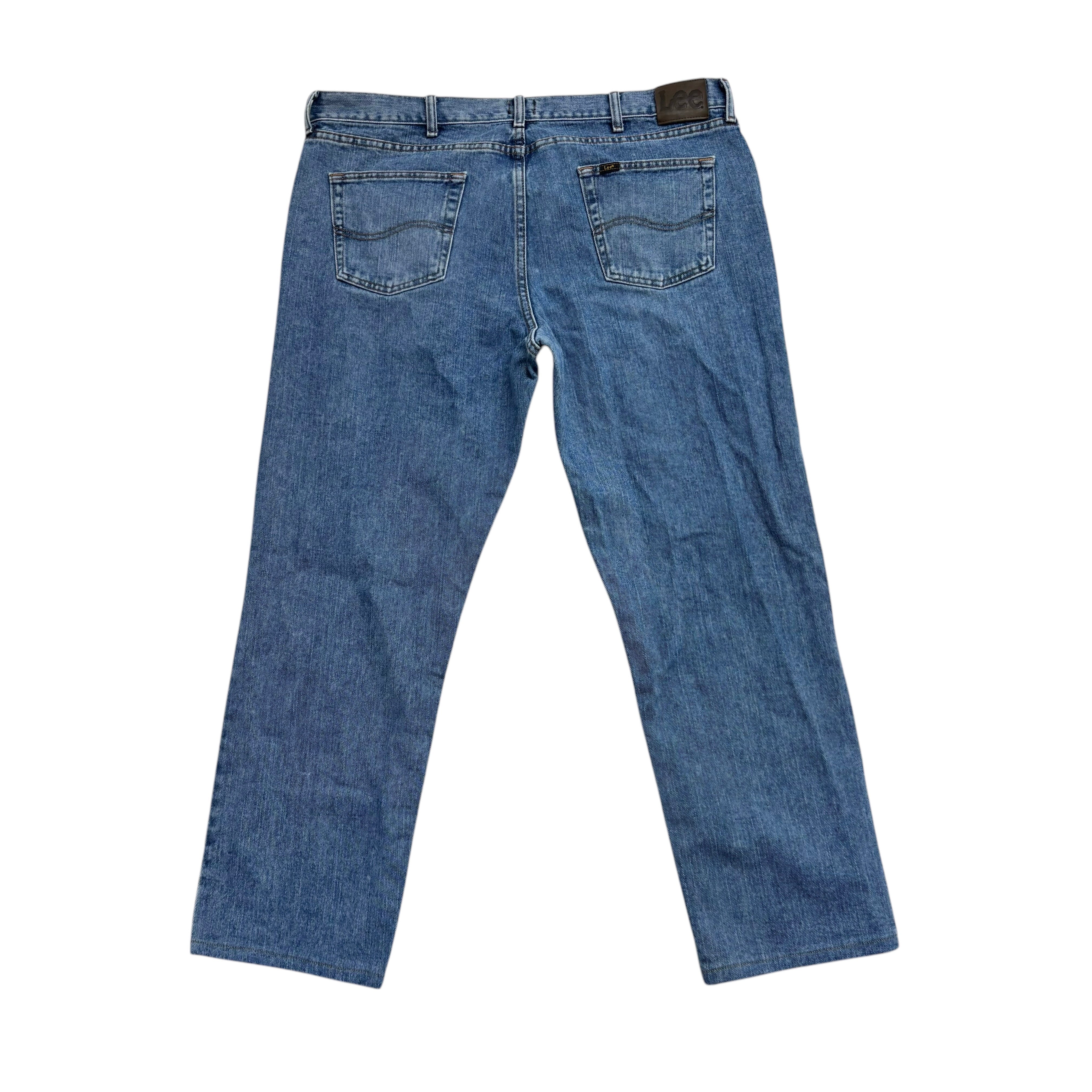 Lee Jeans W42 L30 Mens Mid Blue Regular Straight Fit Denim (E)