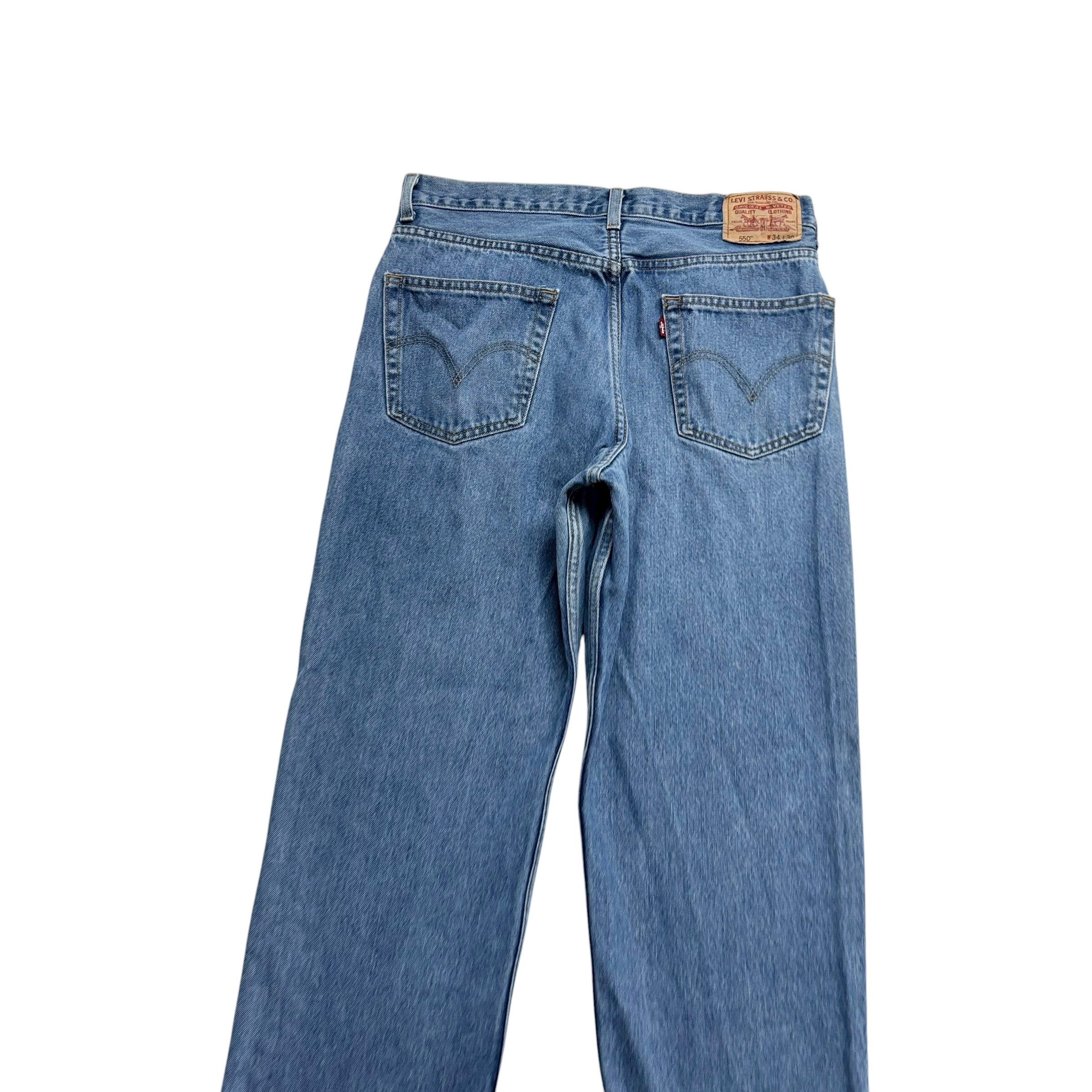 Levis 550 Jeans W32 L30 Mens Mid Blue Baggy Relaxed Straight Fit Vintage Denim