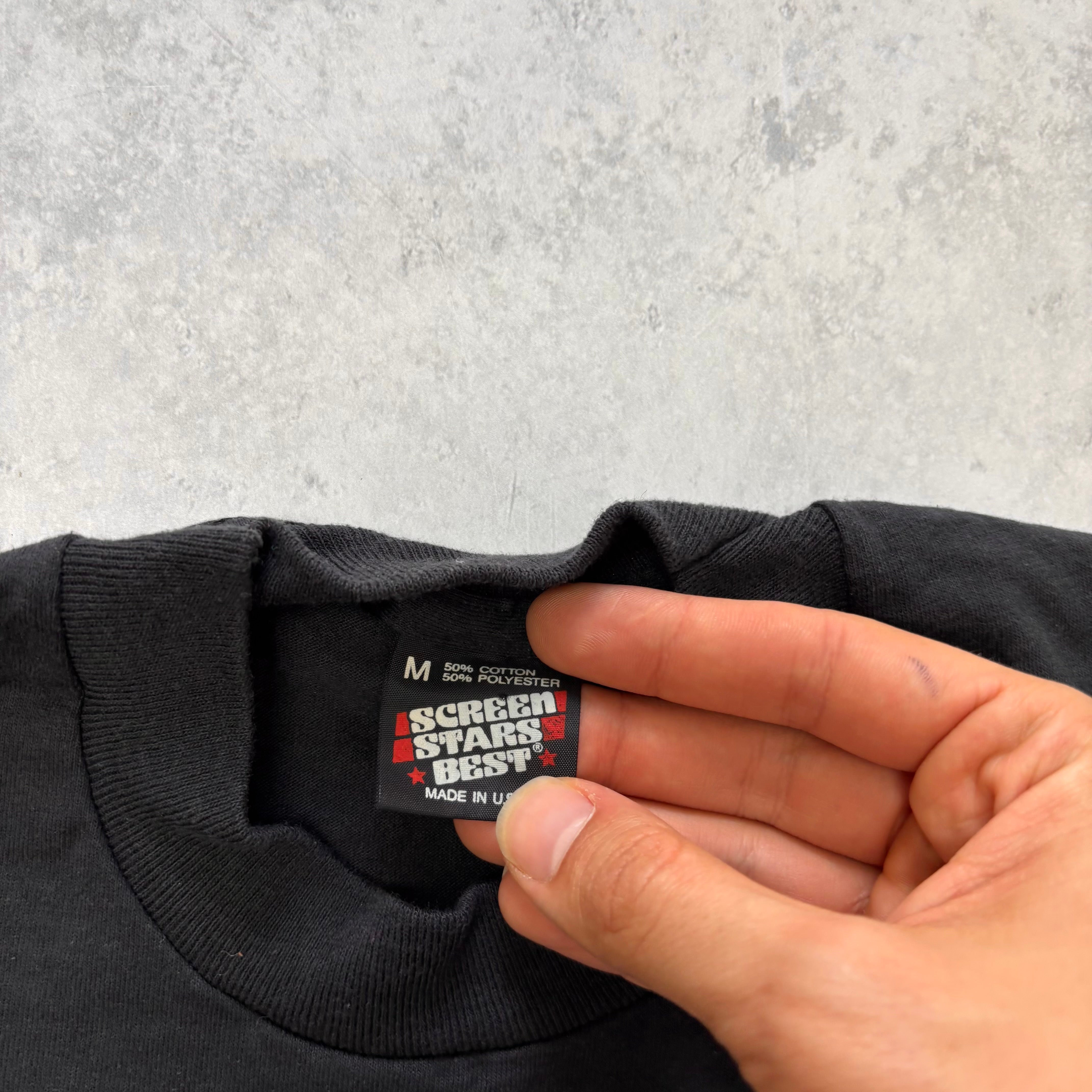 Vintage T Shirt Mens XS Black Single Stitch Graphic Print 90s USA Tourist (E)