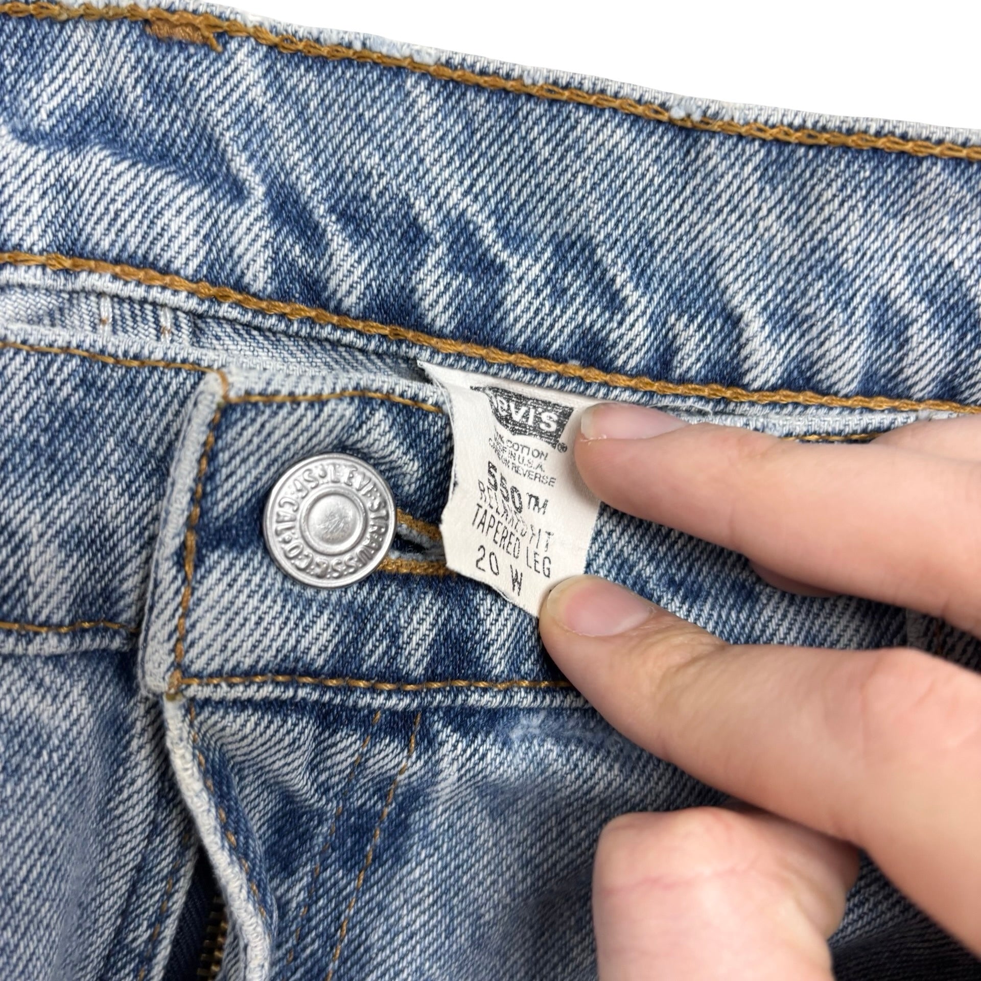 Levis 550 Jeans W38 L34 Womens Light Blue Relaxed Tapered Fit Denim