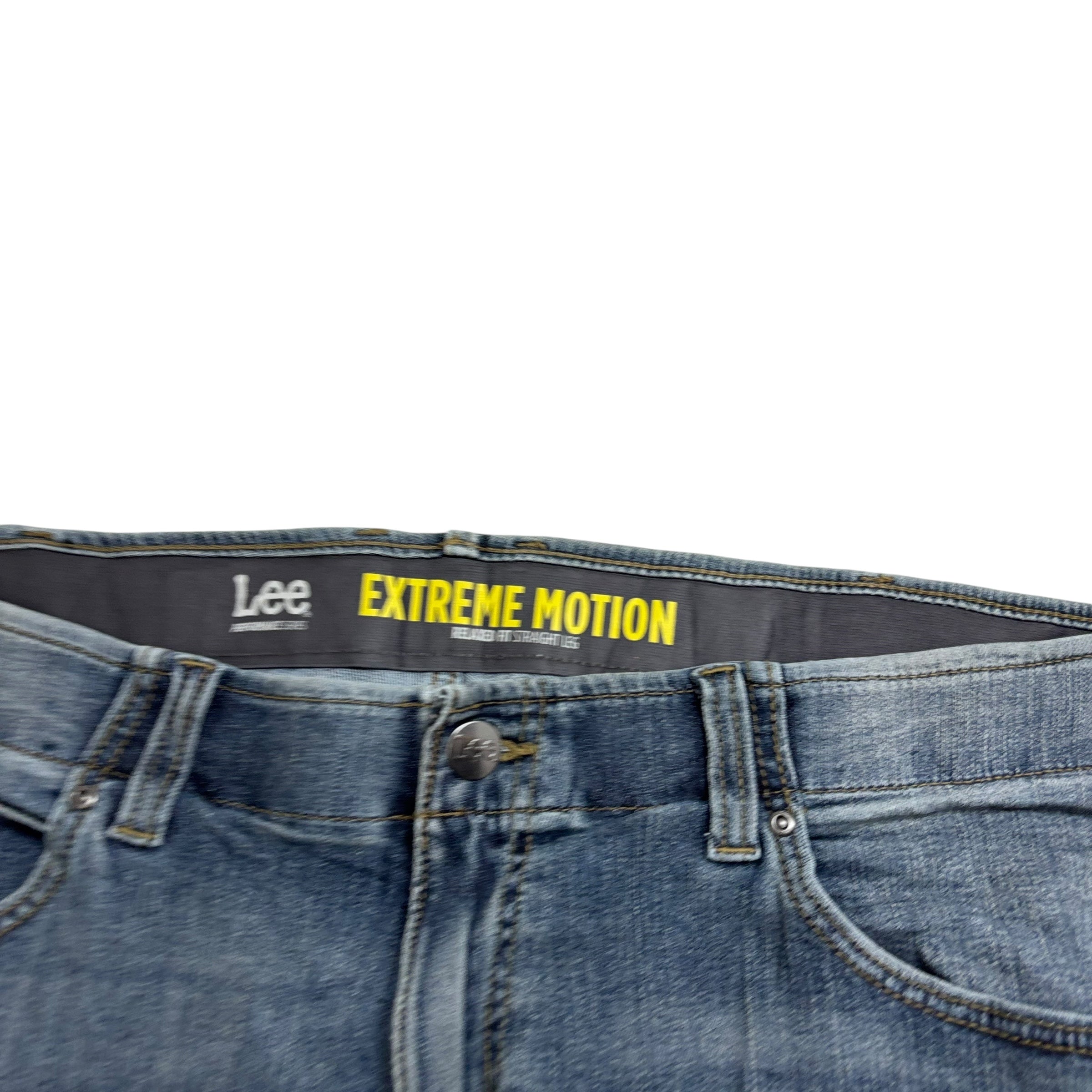 Lee Jeans W44 L28 Mens Mid Blue Relaxed Straight Fit Stretch Denim (E)