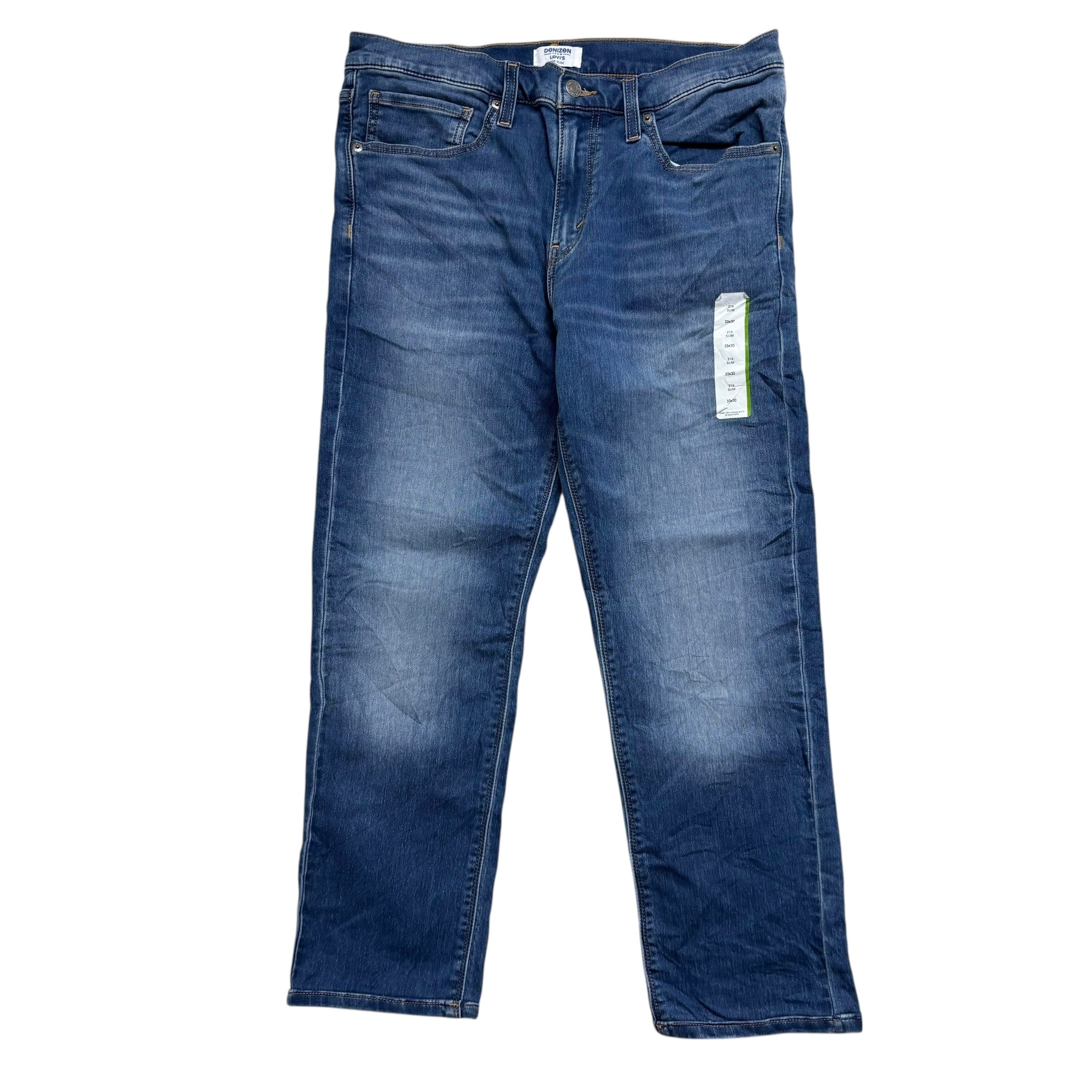 Levis Denizen Jeans W34 L26 Mens Mid Blue Slim Fit Stretch Denim (E)