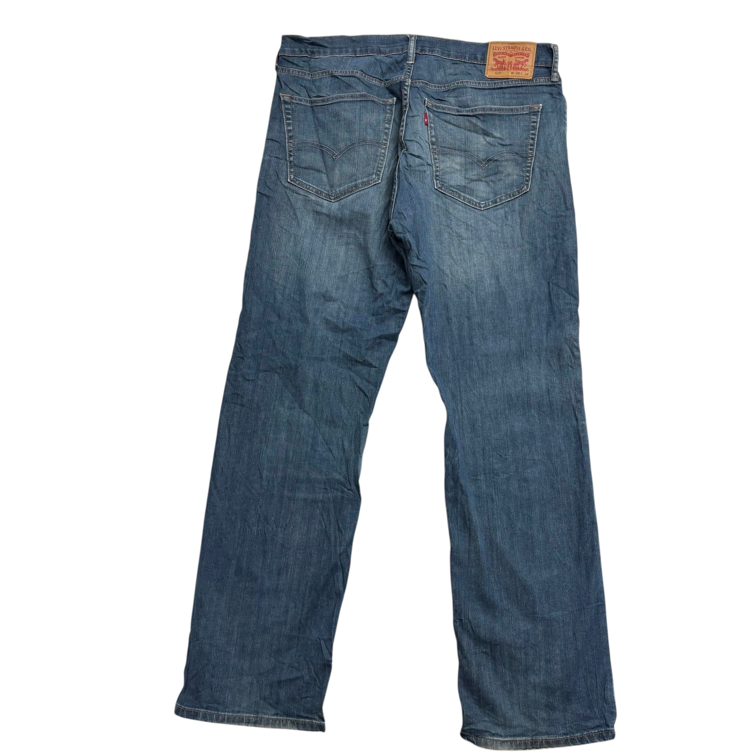 Levis 559 Jeans W36 L34 Mens Dark Blue Baggy Relaxed Straight Fit Stretch Denim