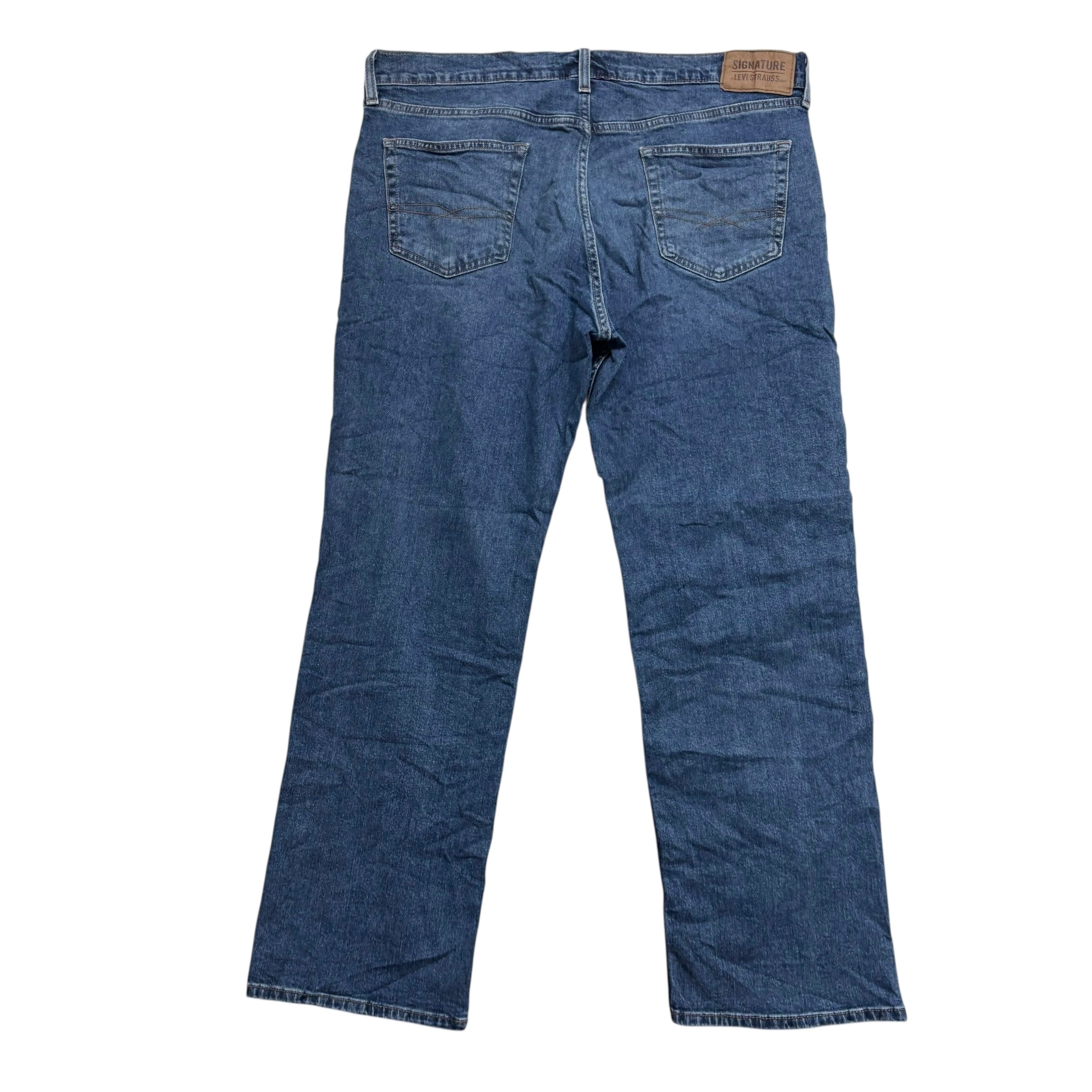Levis Signature Jeans W36 L30 Mens Mid Blue Relaxed Straight Fit Stretch (E)
