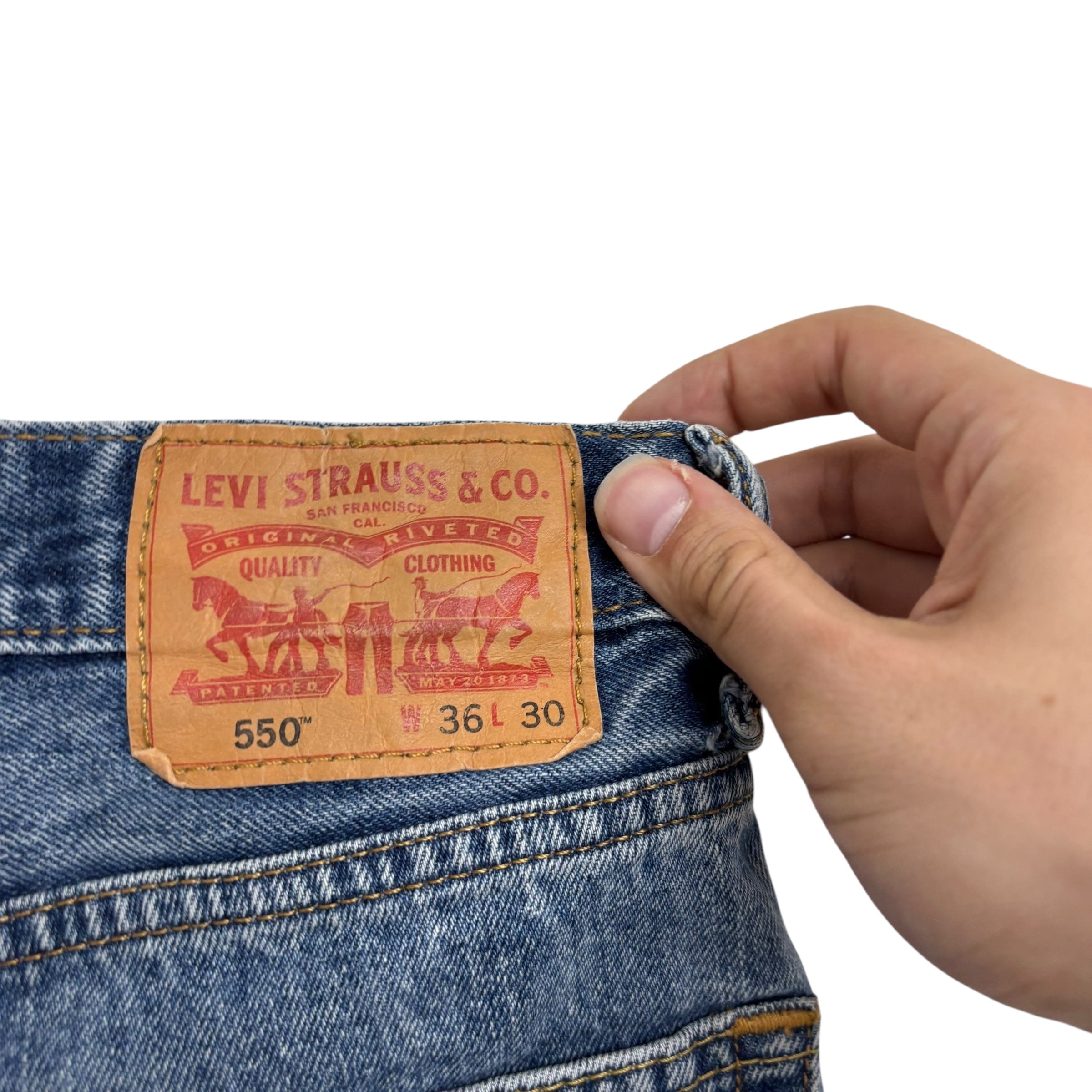 Levis 550 Jeans W36 L30 Mens Mid Blue Baggy Relaxed Straight Fit Denim