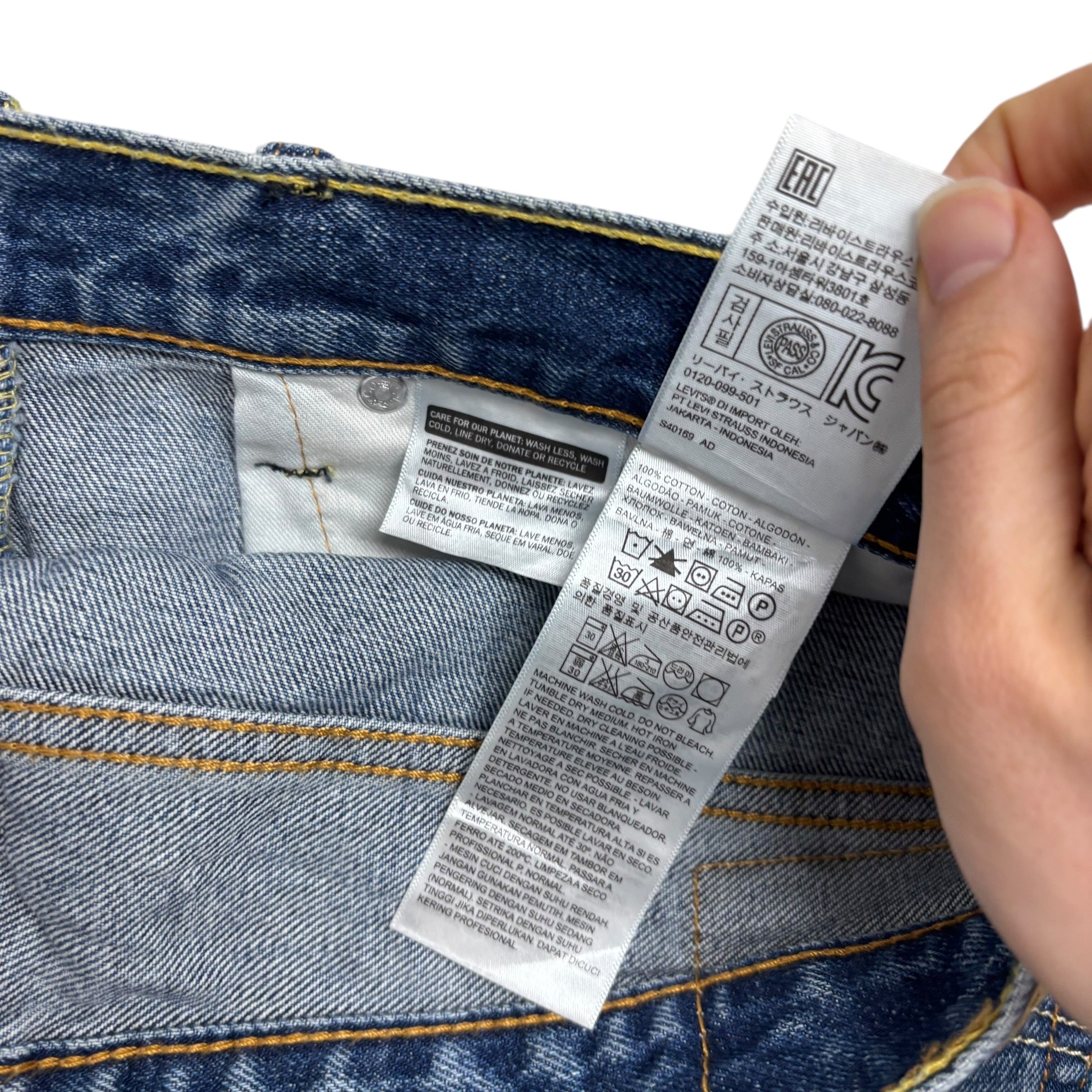 Levis 505 Jeans W36 L30 Mens Mid Blue Regular Straight Fit Denim (E)