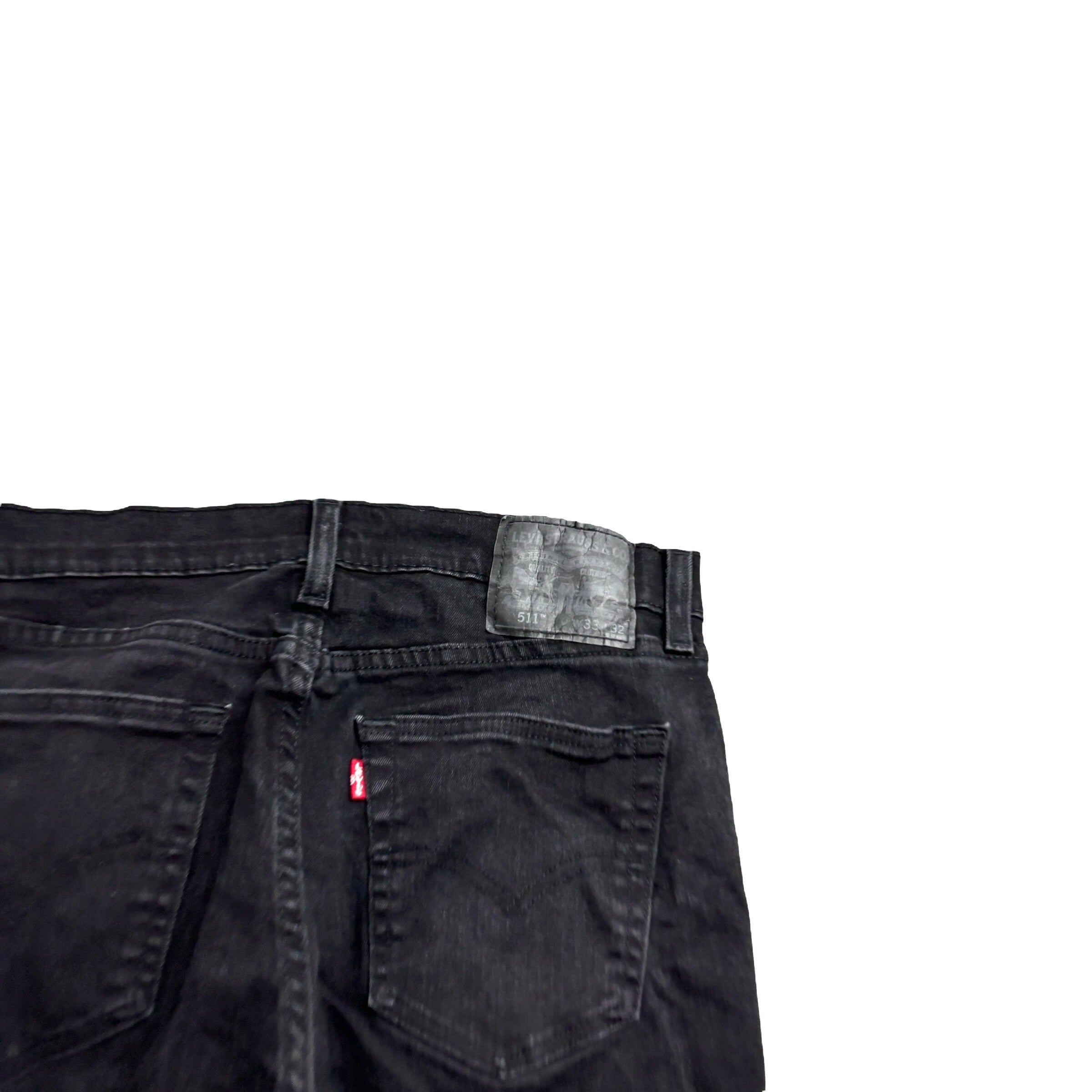 Levis 511 Jeans W33 L32 Mens Black Slim Fit Stretch Denim (E)