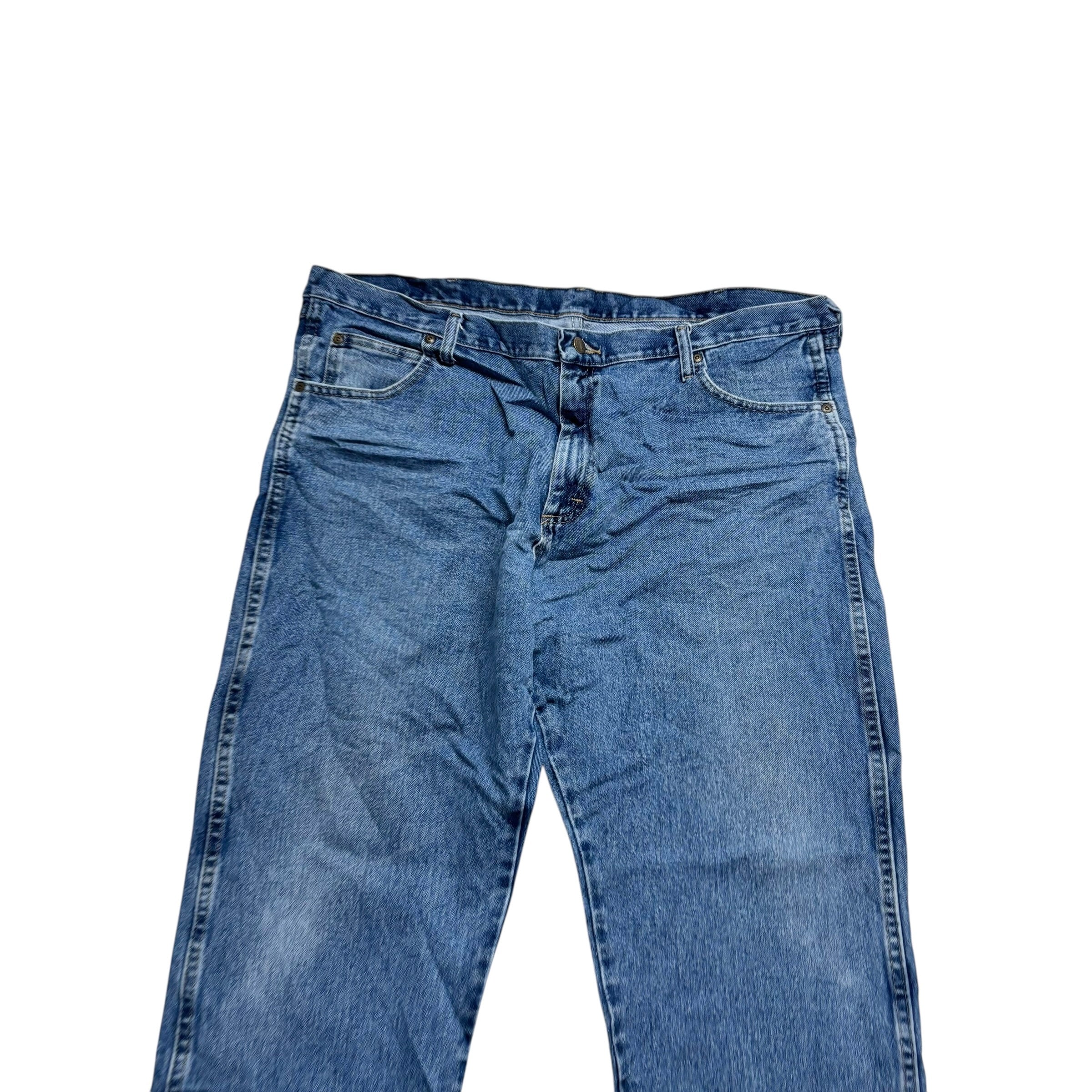 Wrangler Jeans W42 L30 Mens Mid Blue Relaxed Straight Fit Vintage Denim (E)