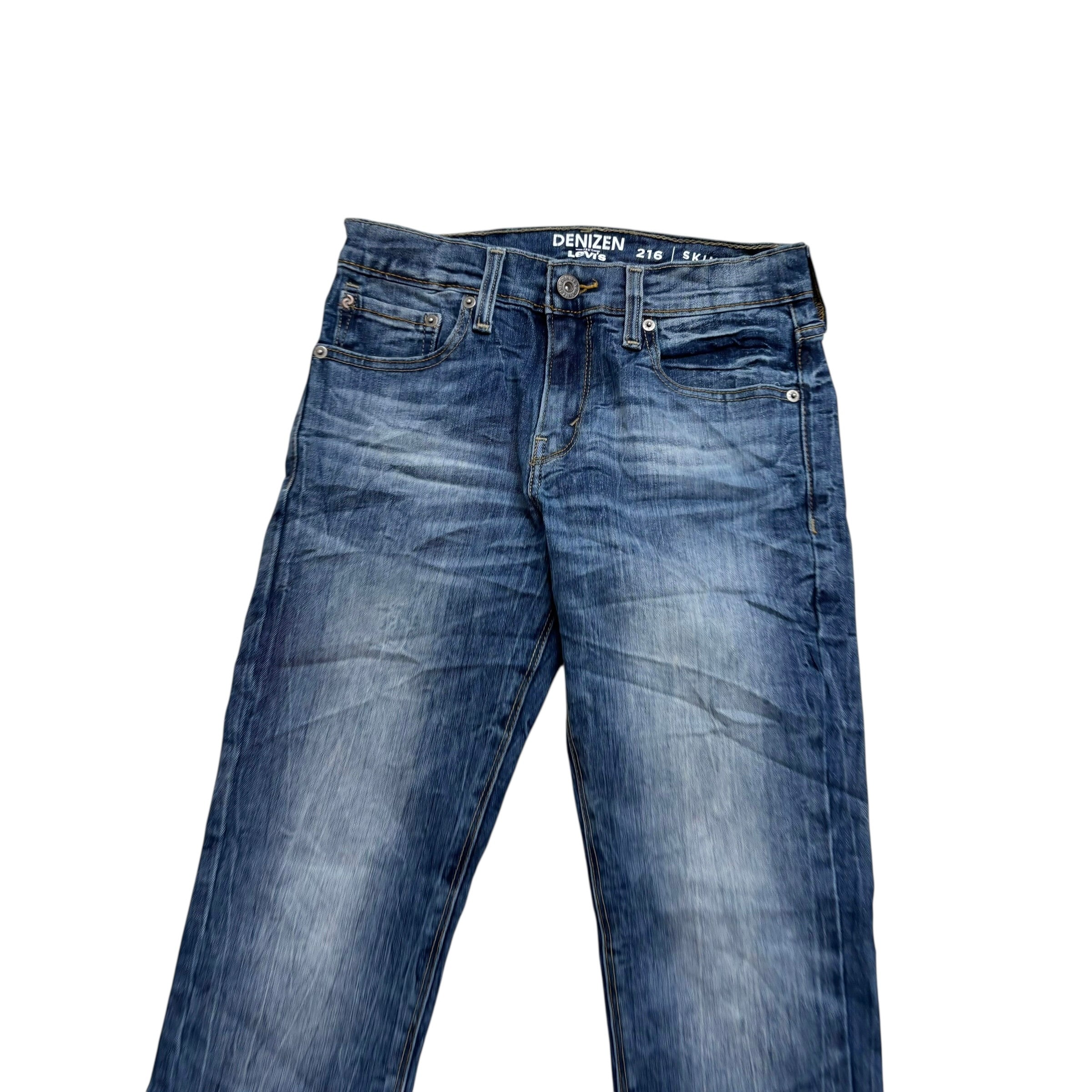 Levis Denizen Jeans W28 L30 Mens Mid Blue Skinny Fit Stretch Denim (E)