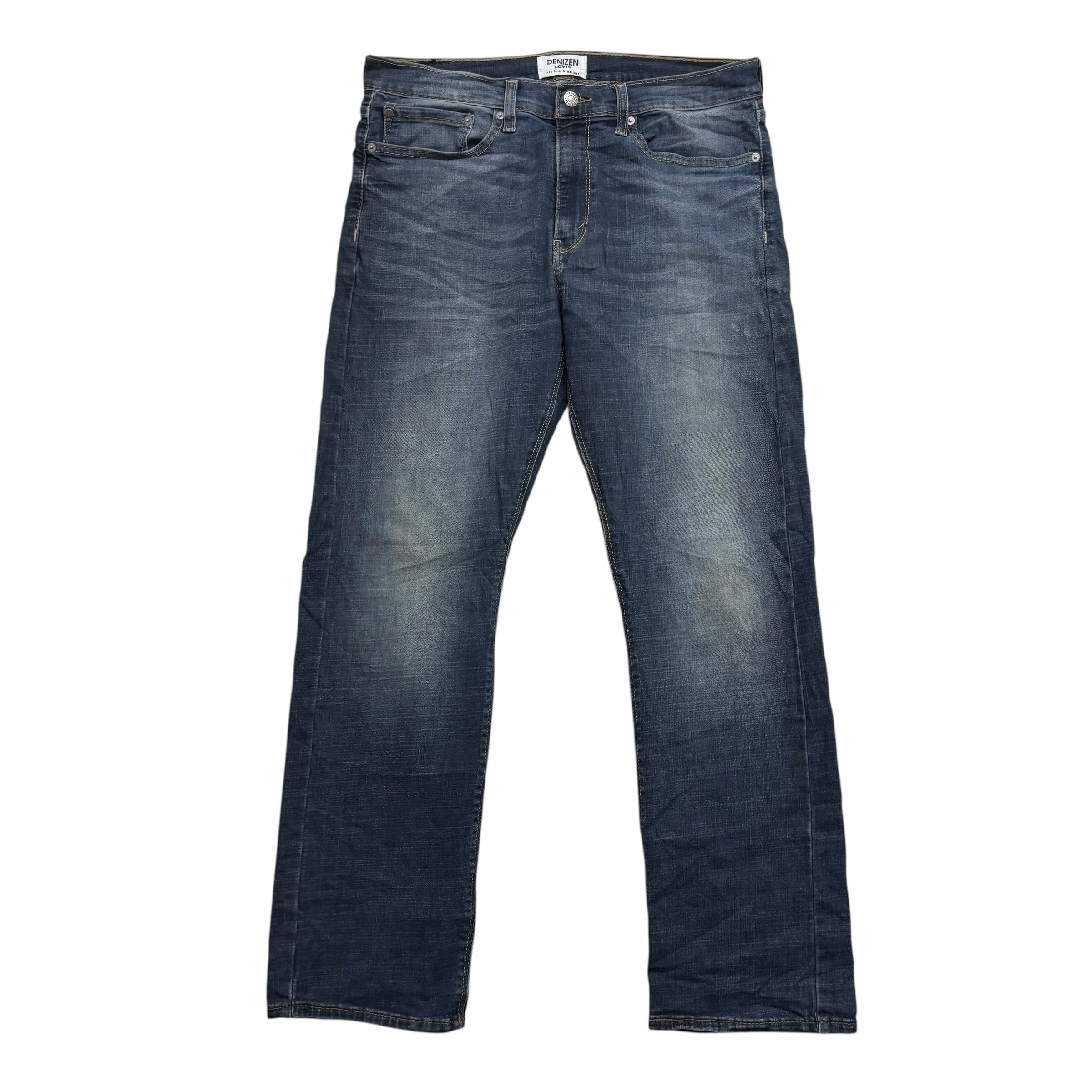 Levis Denizen Jeans W34 L30 Mens Dark Blue Slim Straight Fit Stretch
