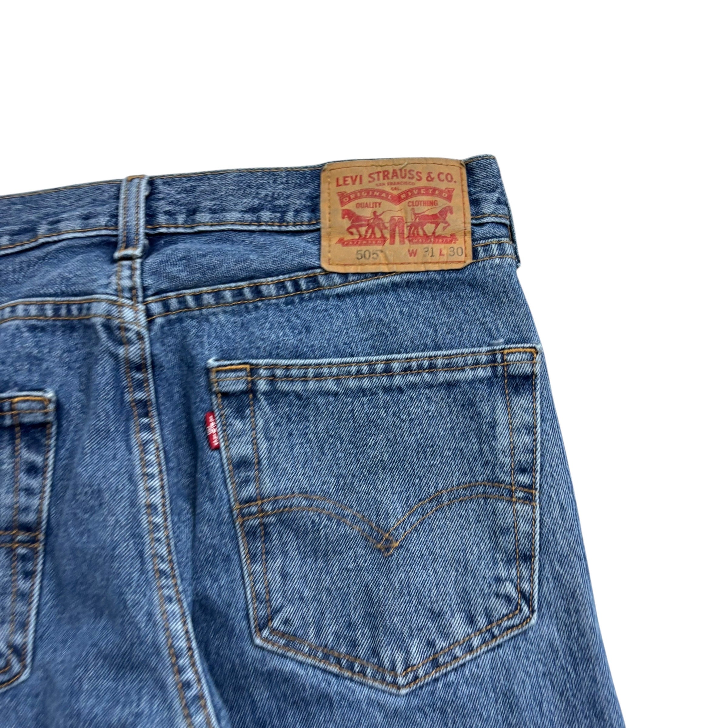 Levis 505 Jeans W31 L30 Mens Mid Blue Regular Straight Fit Denim (E)