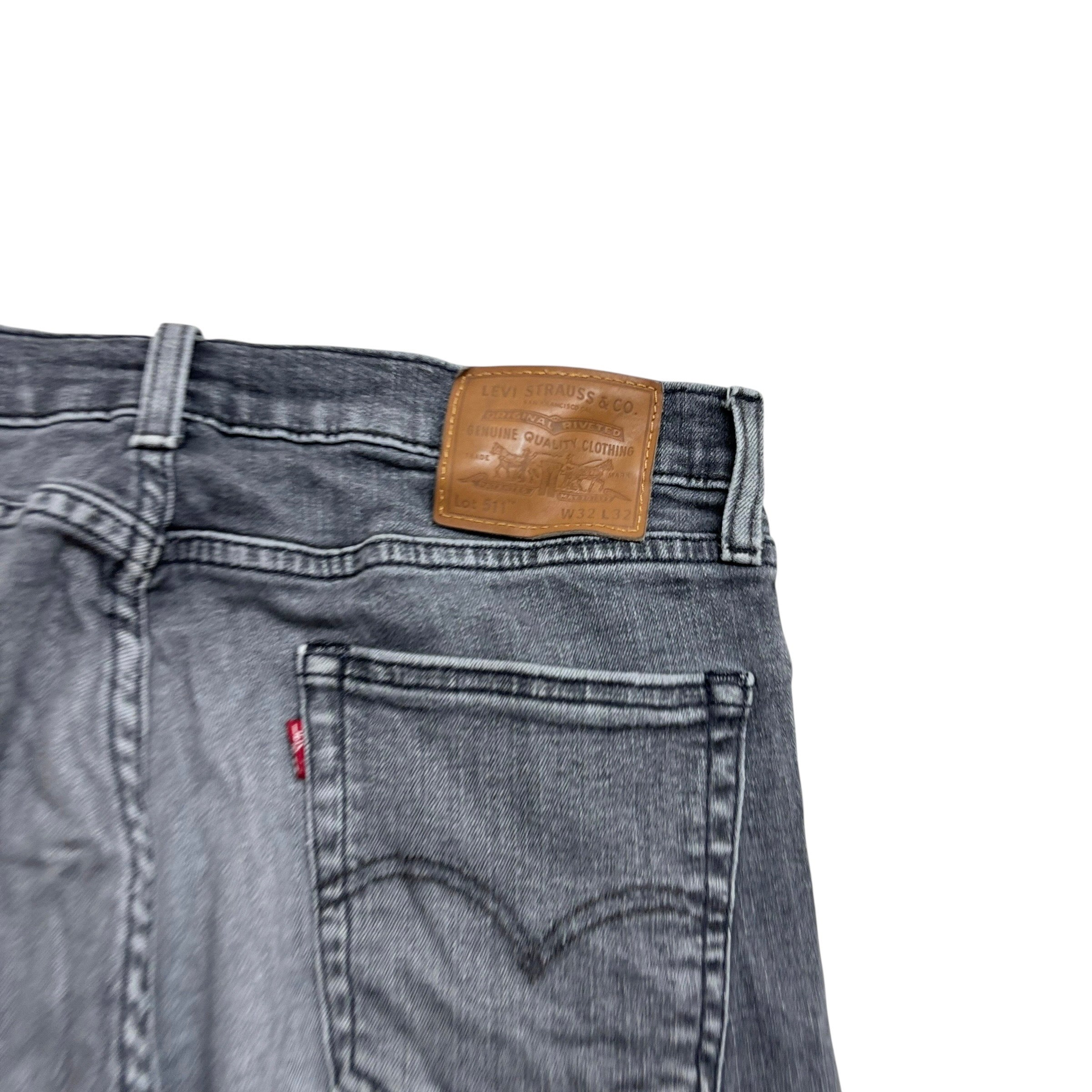 Levis 511 Jeans W32 L32 Mens Grey Slim Fit Stretch Premium Denim (E)