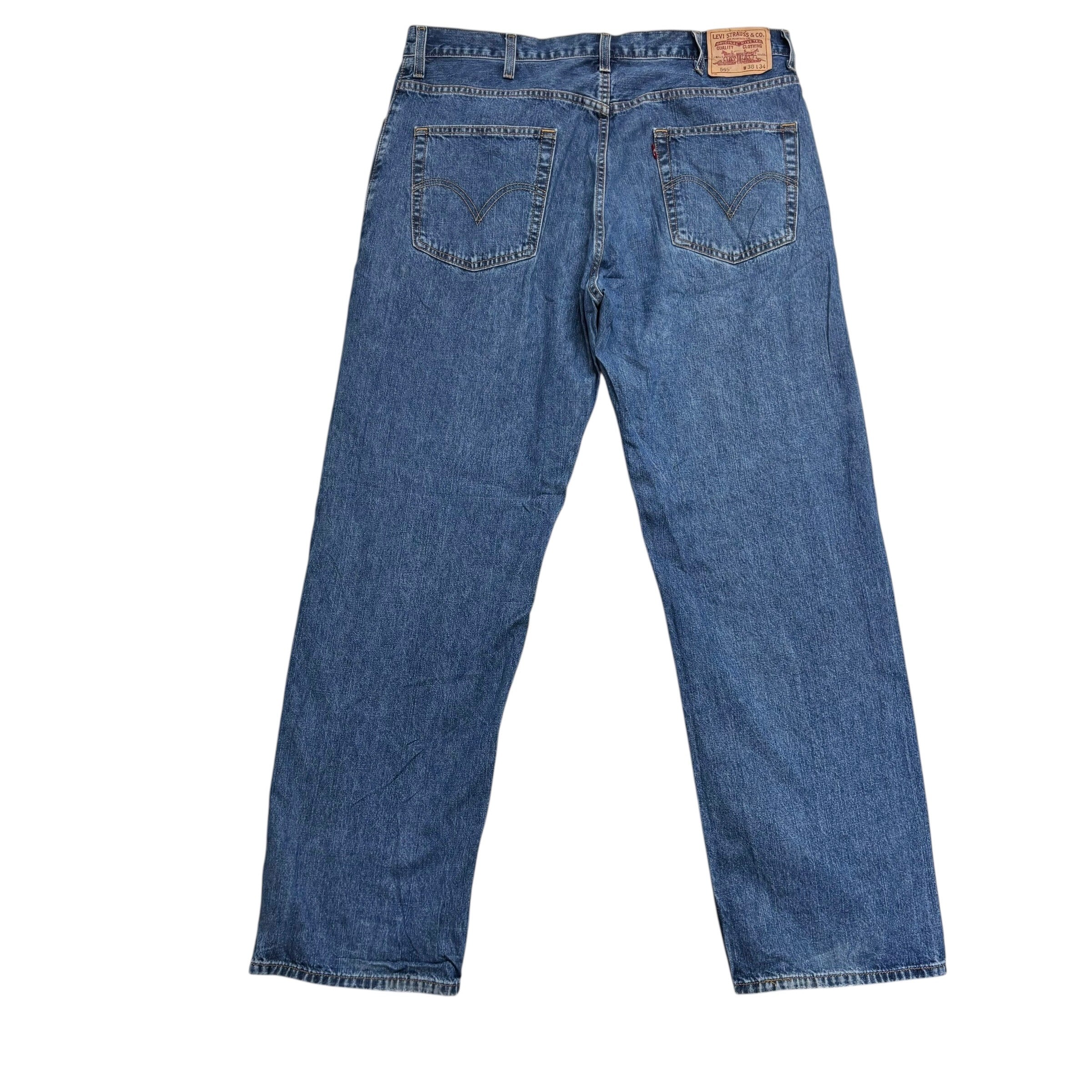 Levis 569 Jeans W38 L34 Mens Mid Blue Baggy Relaxed Straight Fit Vintage Denim