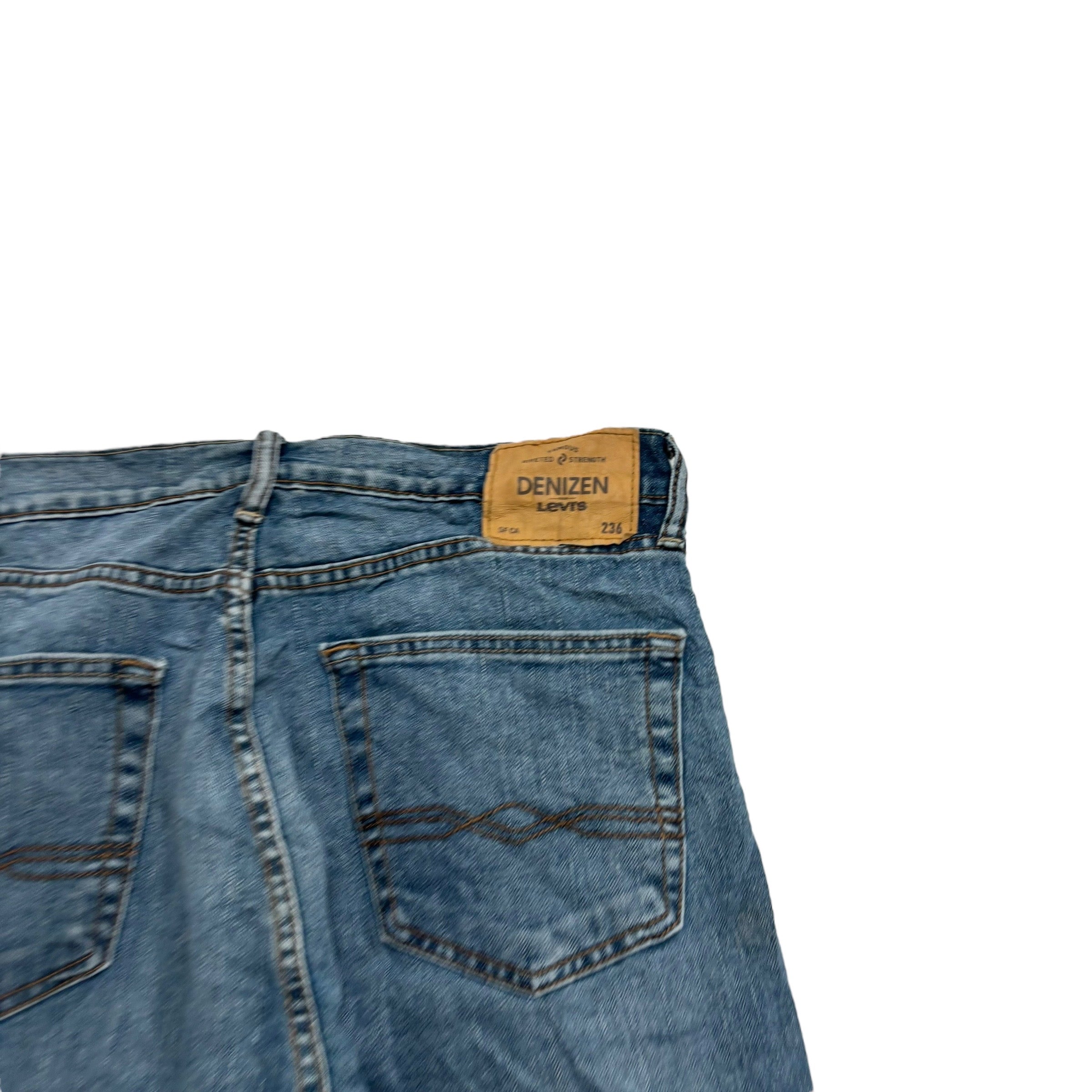 Levis Denizen Jeans W32 L32 Mens Blue Regular Straight Fit Stretch Denim (E)