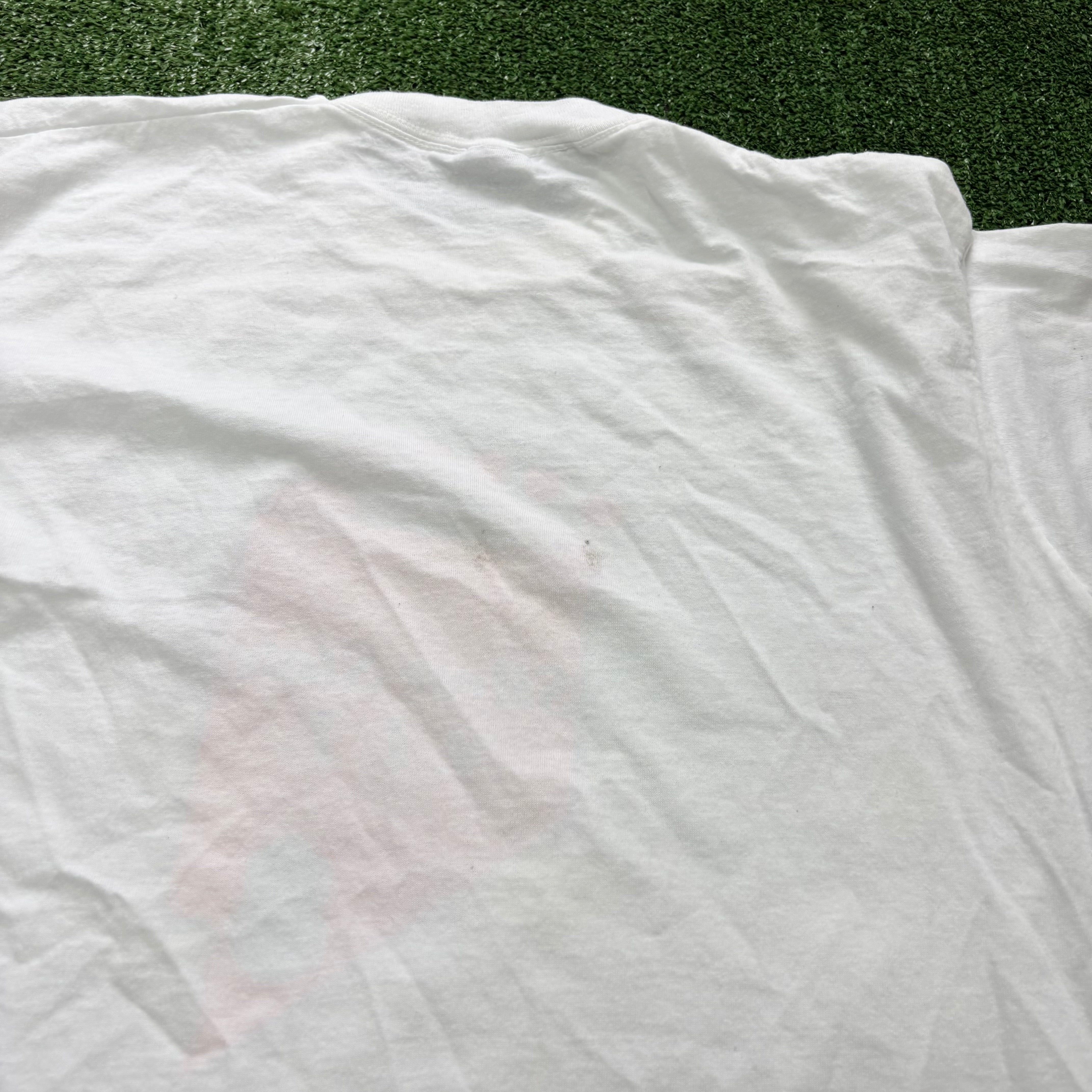 Vintage T Shirt Mens Large White Single Stitch Graphic Print 90s USA (F)