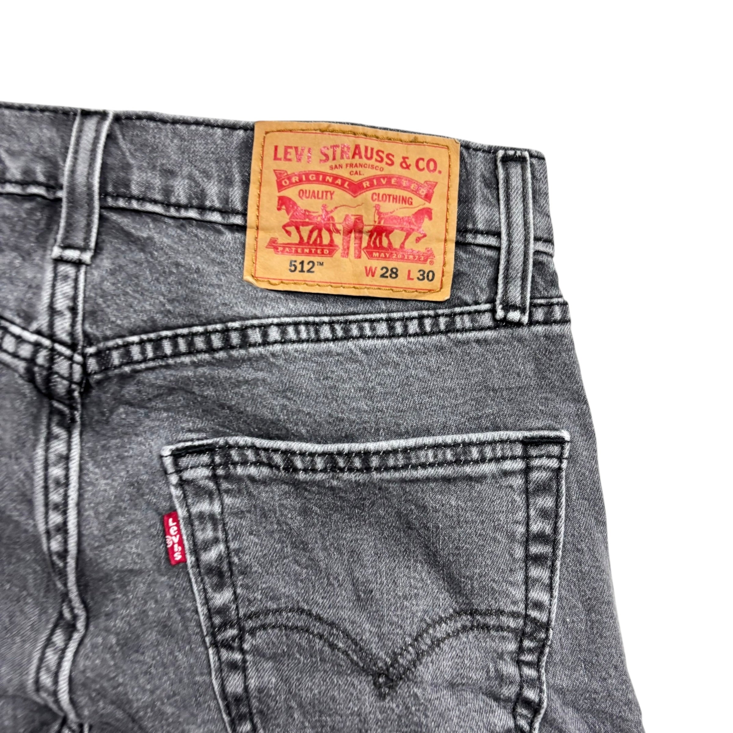 Levis 512 Jeans W28 L28 Mens Grey Slim Tapered Fit Stretch Denim (E)