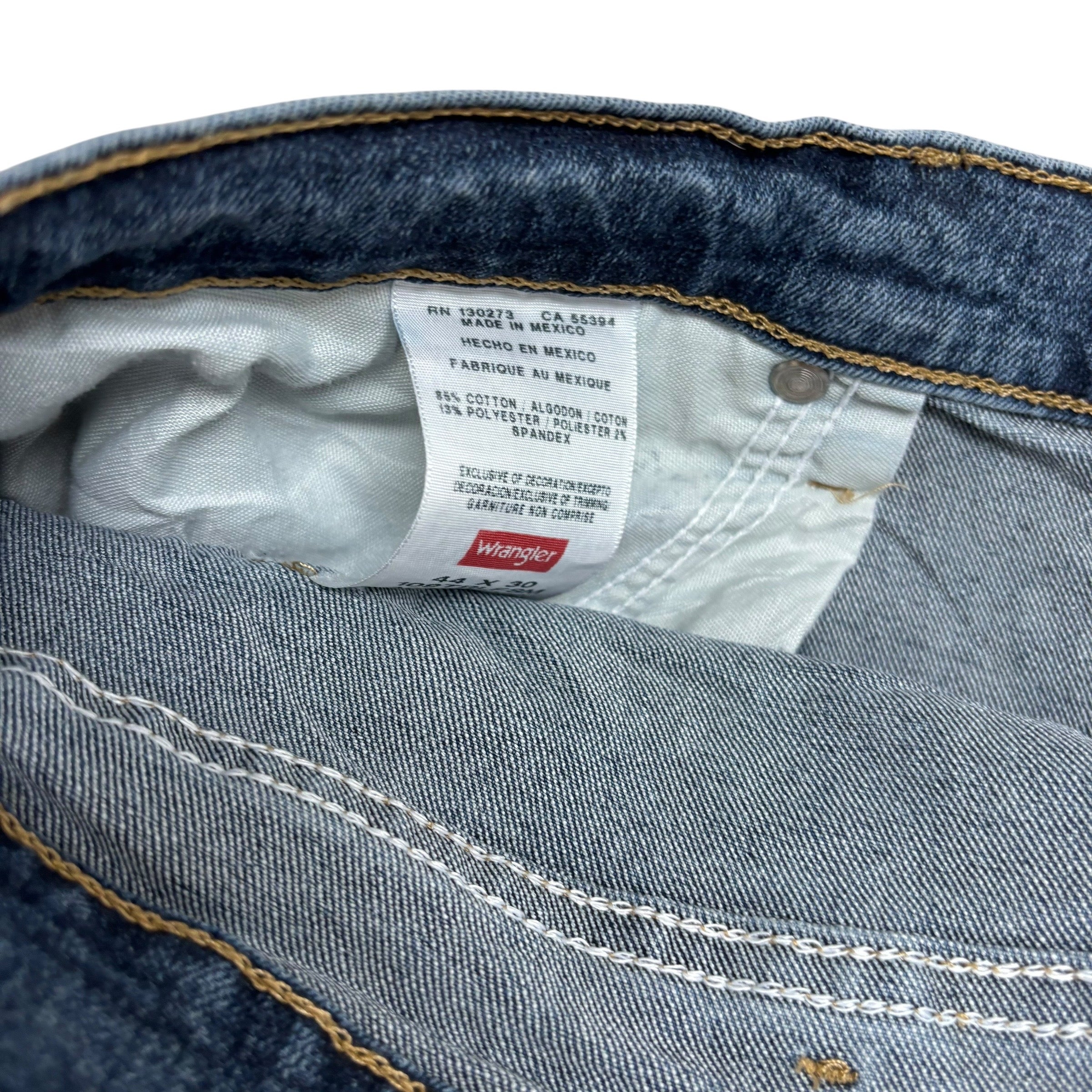 Wrangler Jeans W44 L30 Mens Mid Blue Relaxed Straight Fit Stretch Denim (E)
