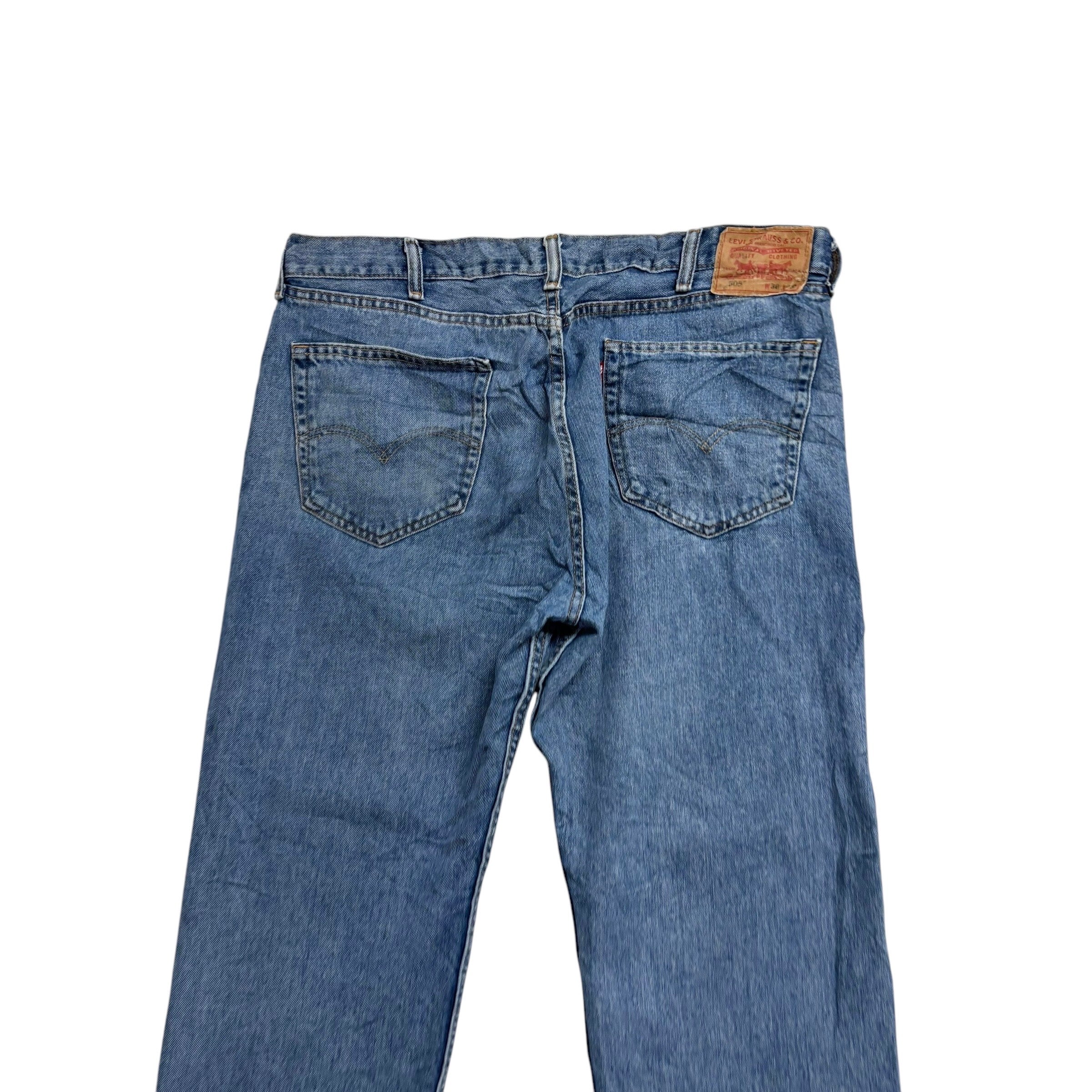 Levis 505 Jeans W38 L30 Mens Mid Blue Regular Straight Fit Vintage Denim (E)