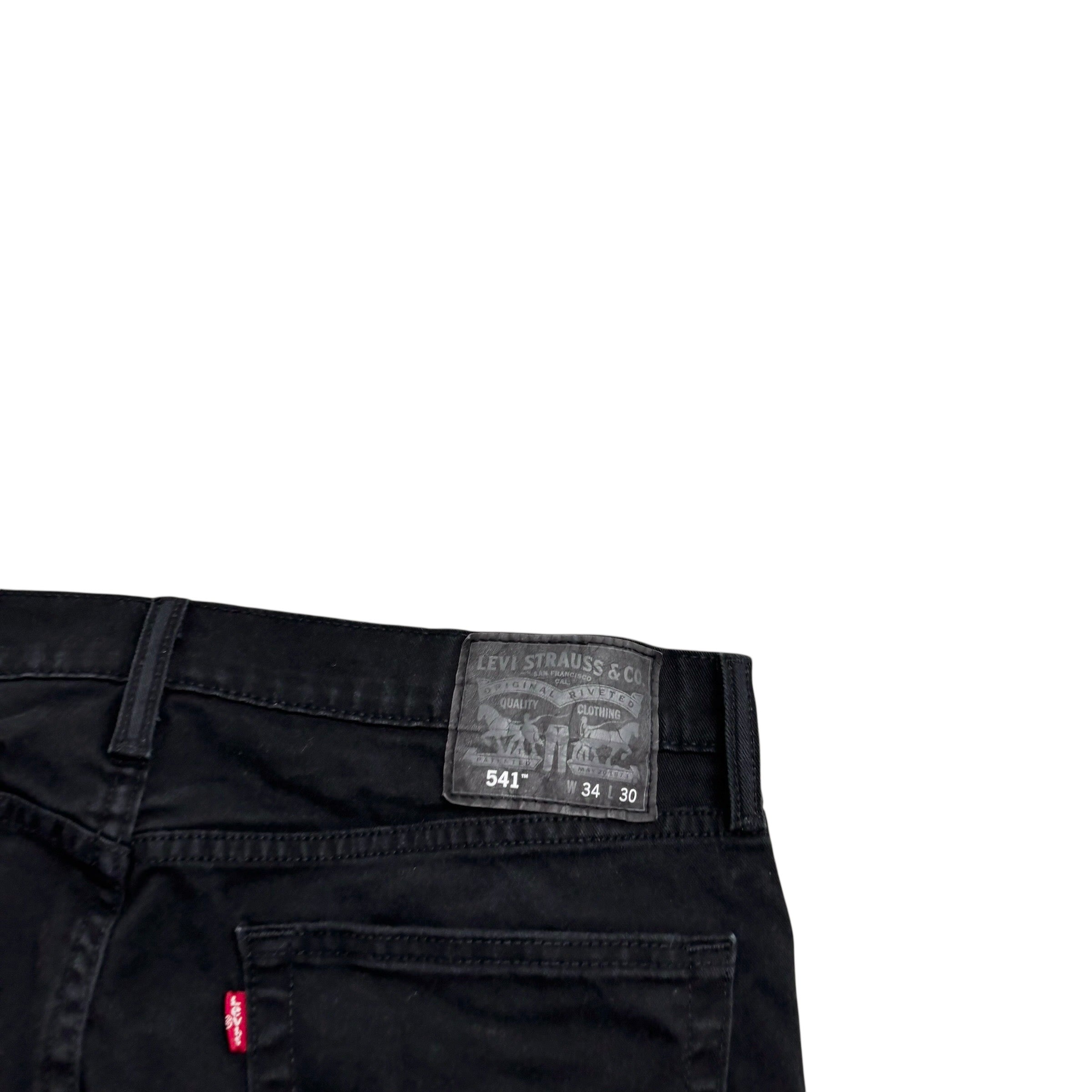 Levis 541 Jeans W34 L29 Mens Black Athletic Tapered Fit Stretch Denim (E)