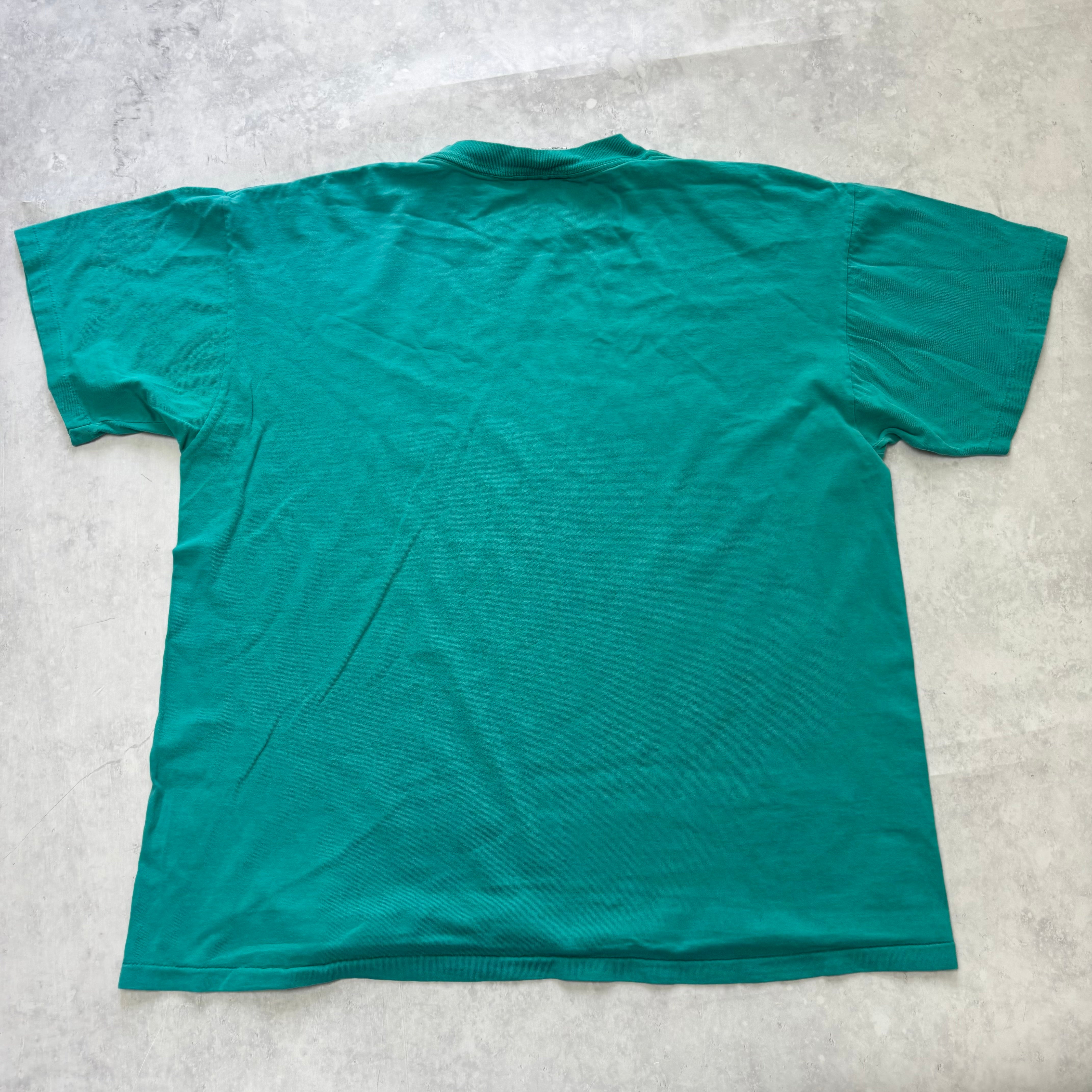 Vintage T Shirt Mens XL Teal Green Single Stitch Graphic Print 90s USA (E)