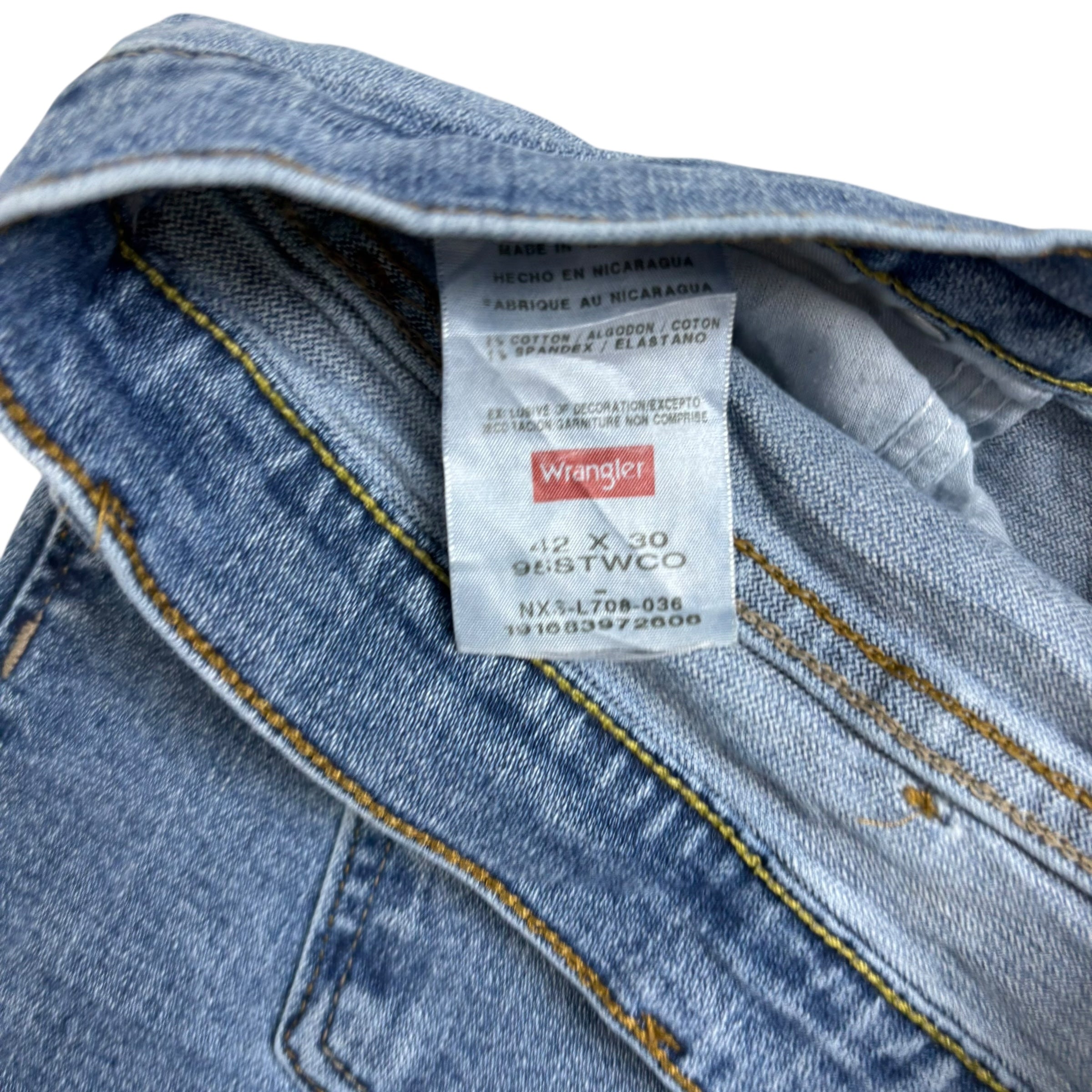 Wrangler Jeans W42 L30 Mens Light Blue Regular Straight Fit Stretch Denim (E)