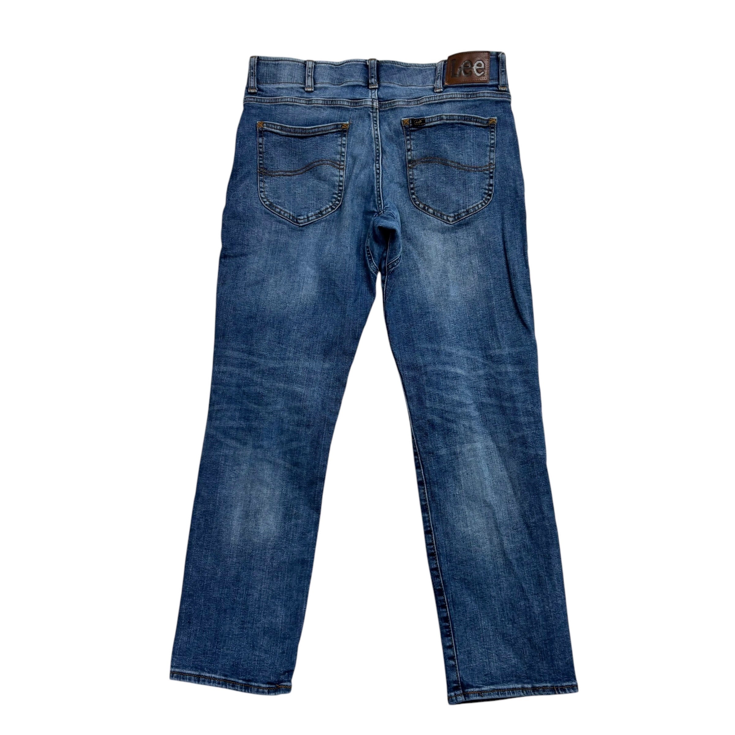 Lee Jeans W32 L29 Mens Mid Blue Regular Tapered Fit Stretch Denim (E)