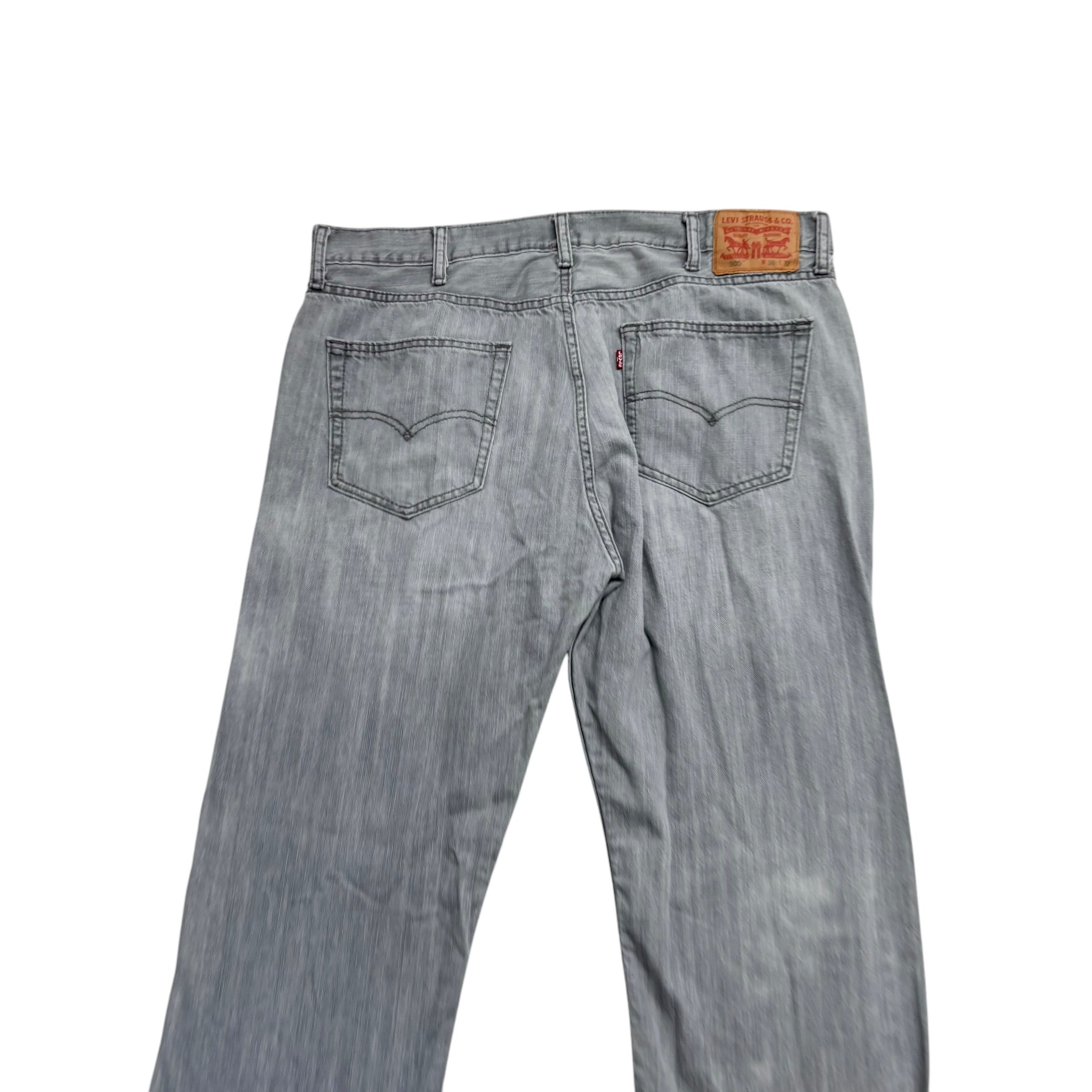 Levis 505 Jeans W38 L32 Mens Grey Regular Straight Fit Denim