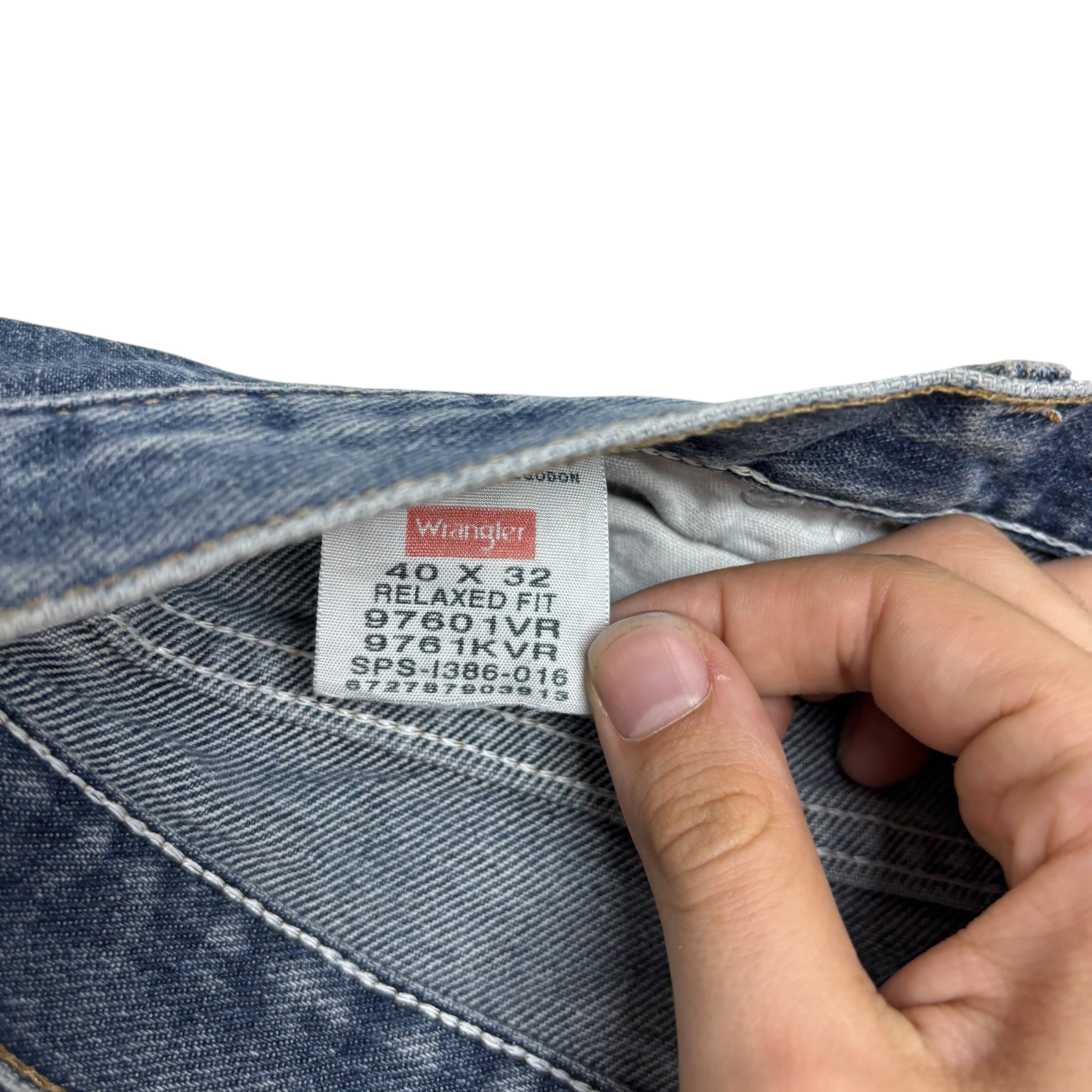 Wrangler Jeans W40 L32 Mens Mid Blue Relaxed Straight Fit Denim