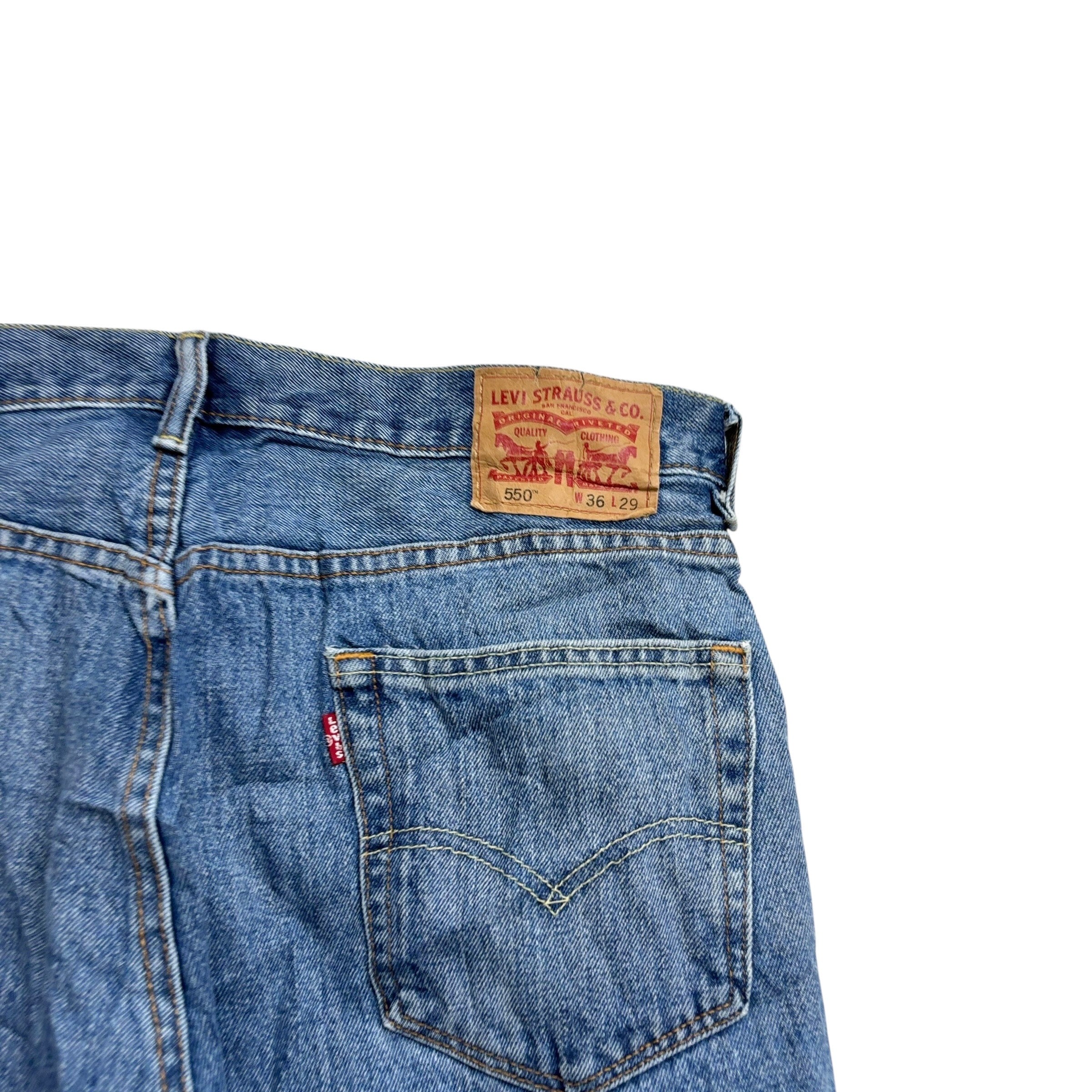 Levis 550 Jeans W36 L29 Mens Mid Blue Baggy Relaxed Straight Fit Denim