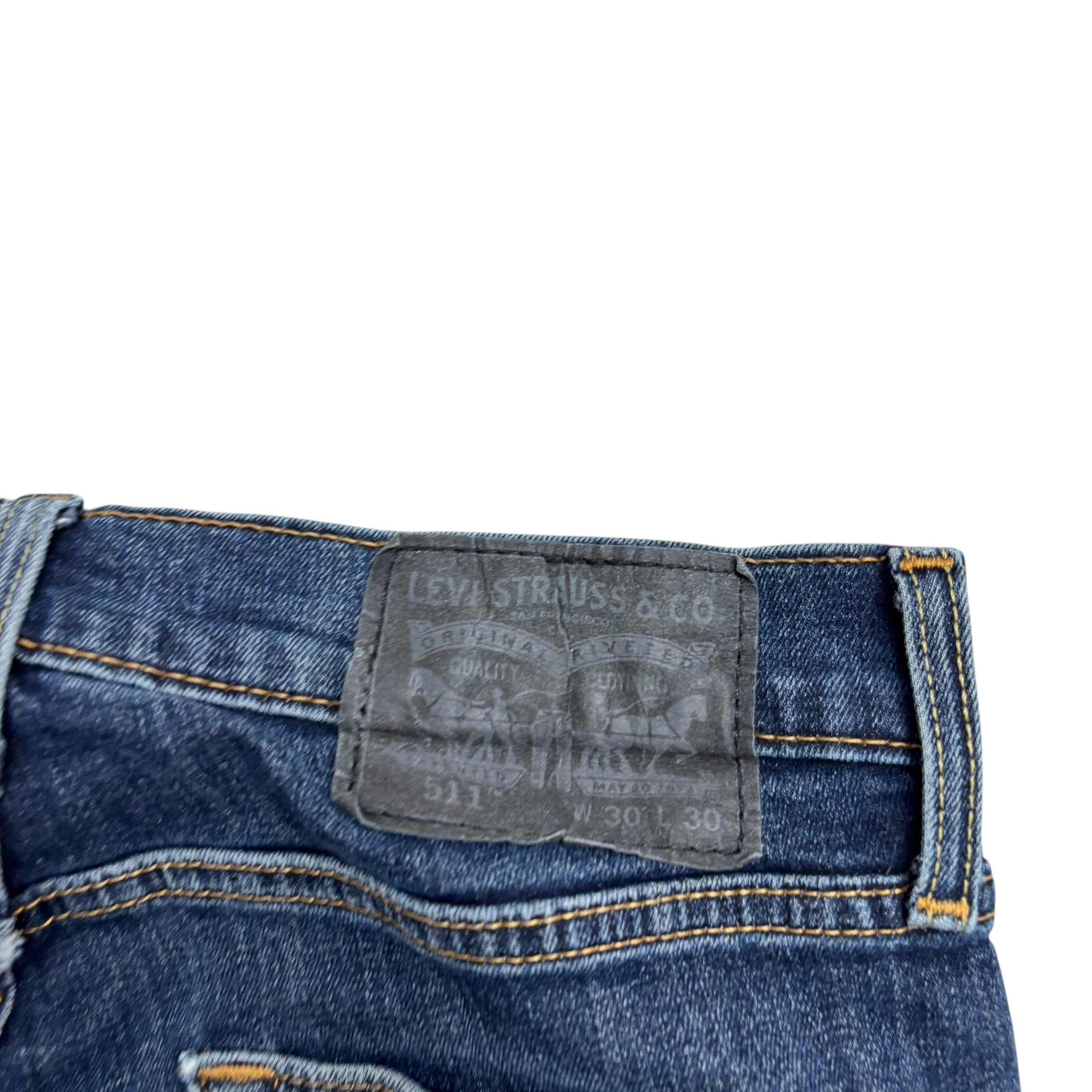 Levis 511 Jeans W29 L29 Mens Dark Blue Slim Fit Stretch Denim (F)