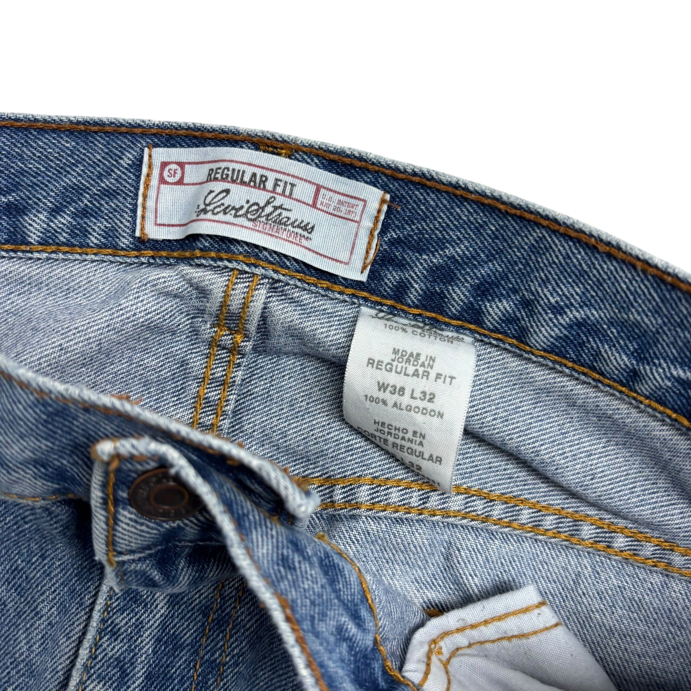 Levis Signature Jeans W36 L32 Mens Mid Blue Regular Straight Fit Vintage (E)