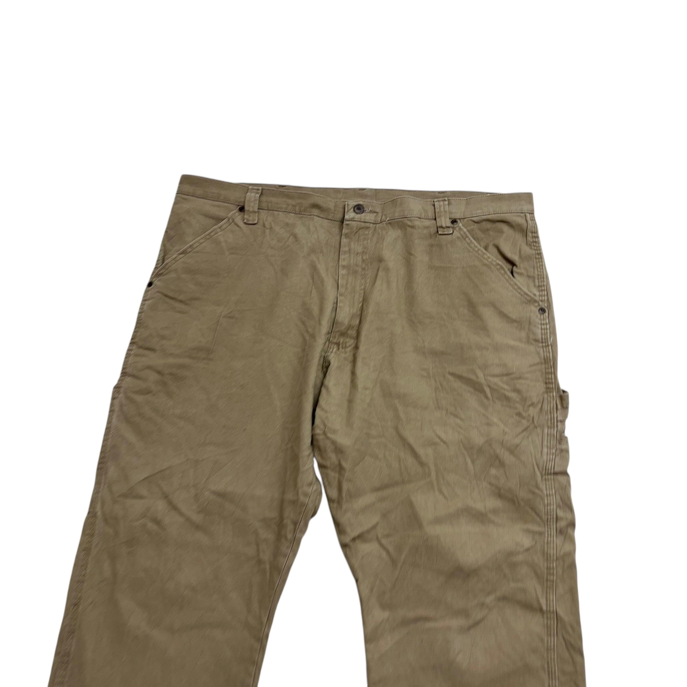 Wrangler Carpenter Pants W42 L30 Mens Khaki Relaxed Straight Stretch Trousers