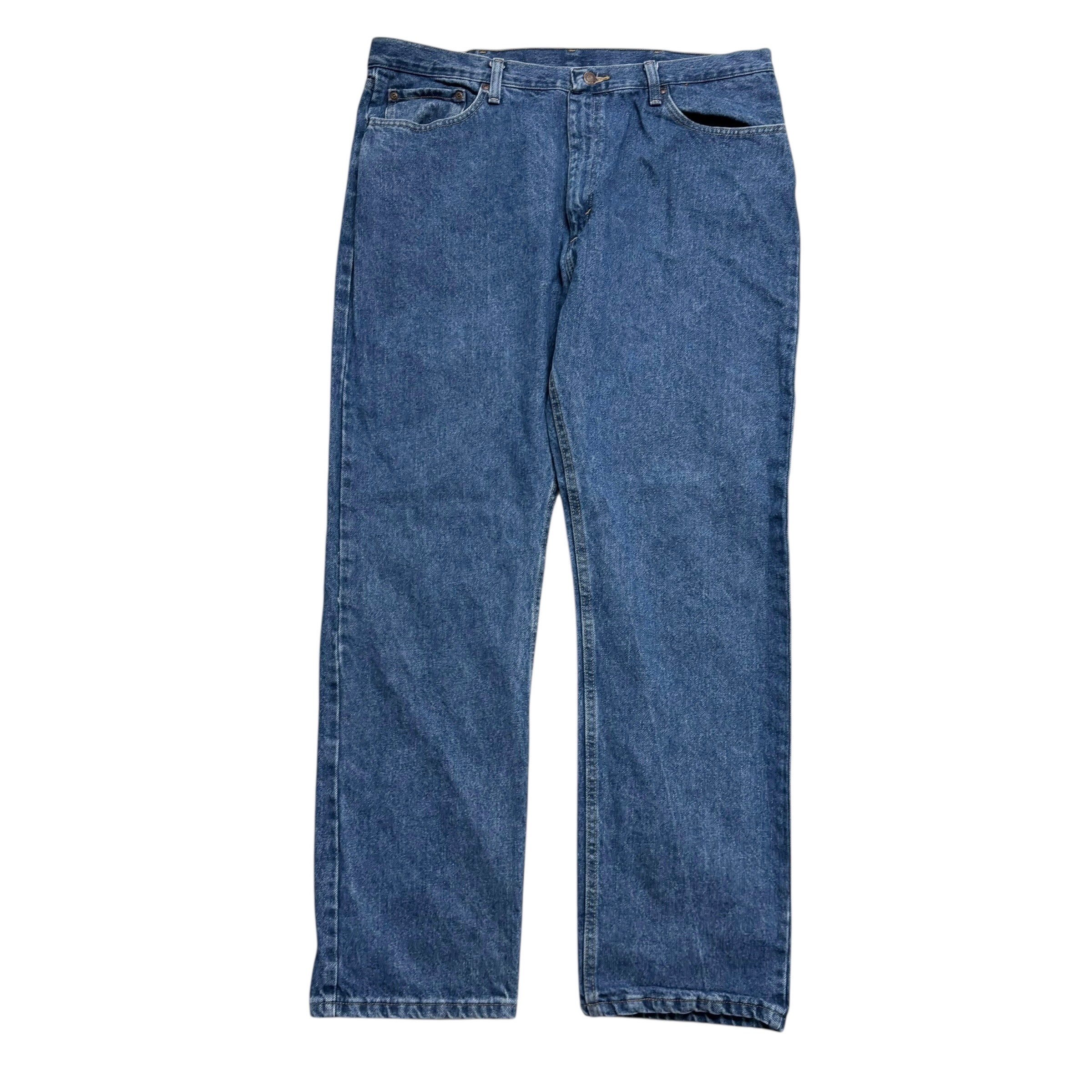 Wrangler Jeans W40 L32 Mens Mid Blue Regular Straight Fit Denim (E)