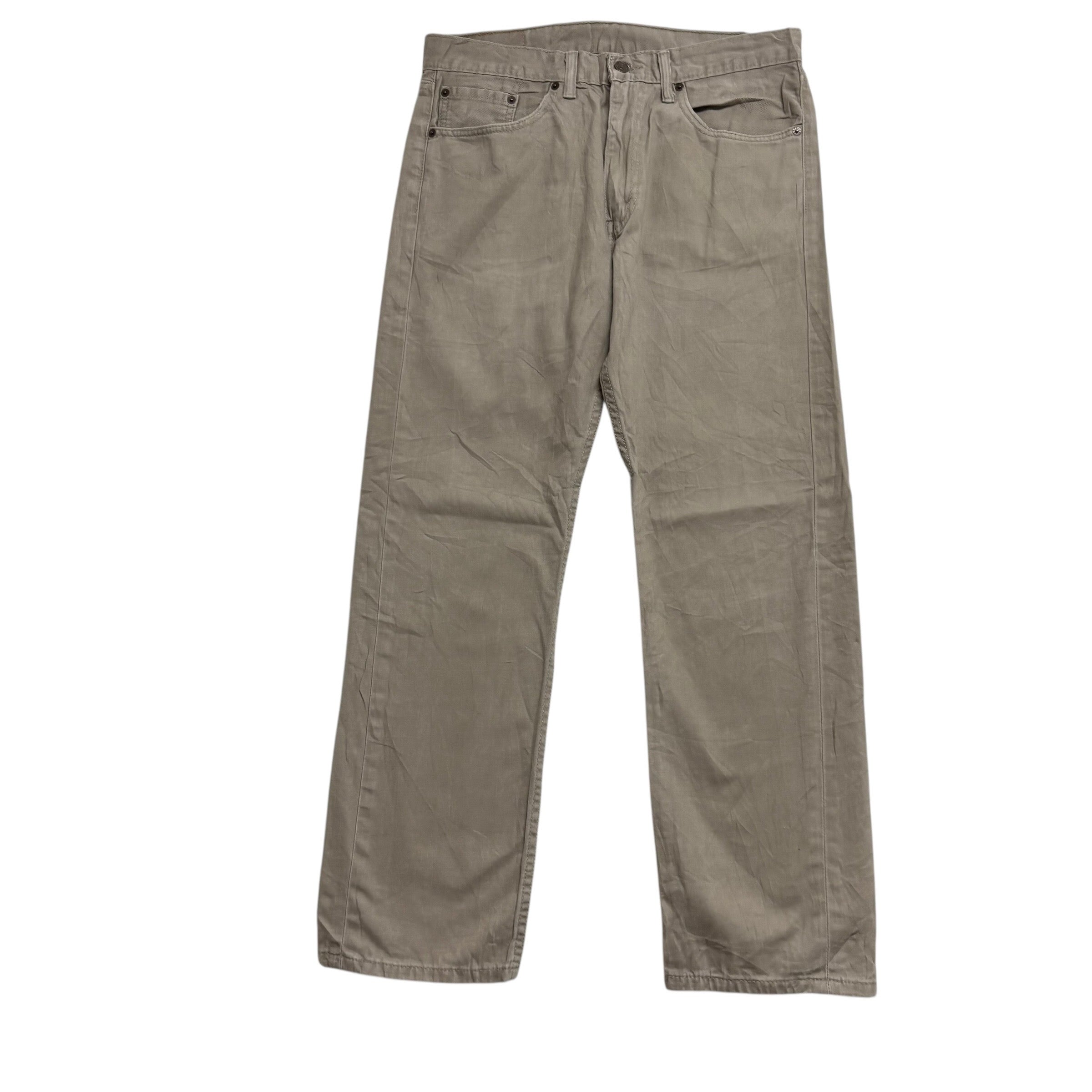 Levis 505 Trousers W33 L30 Mens Beige Regular Straight Fit Cotton Pants (E)