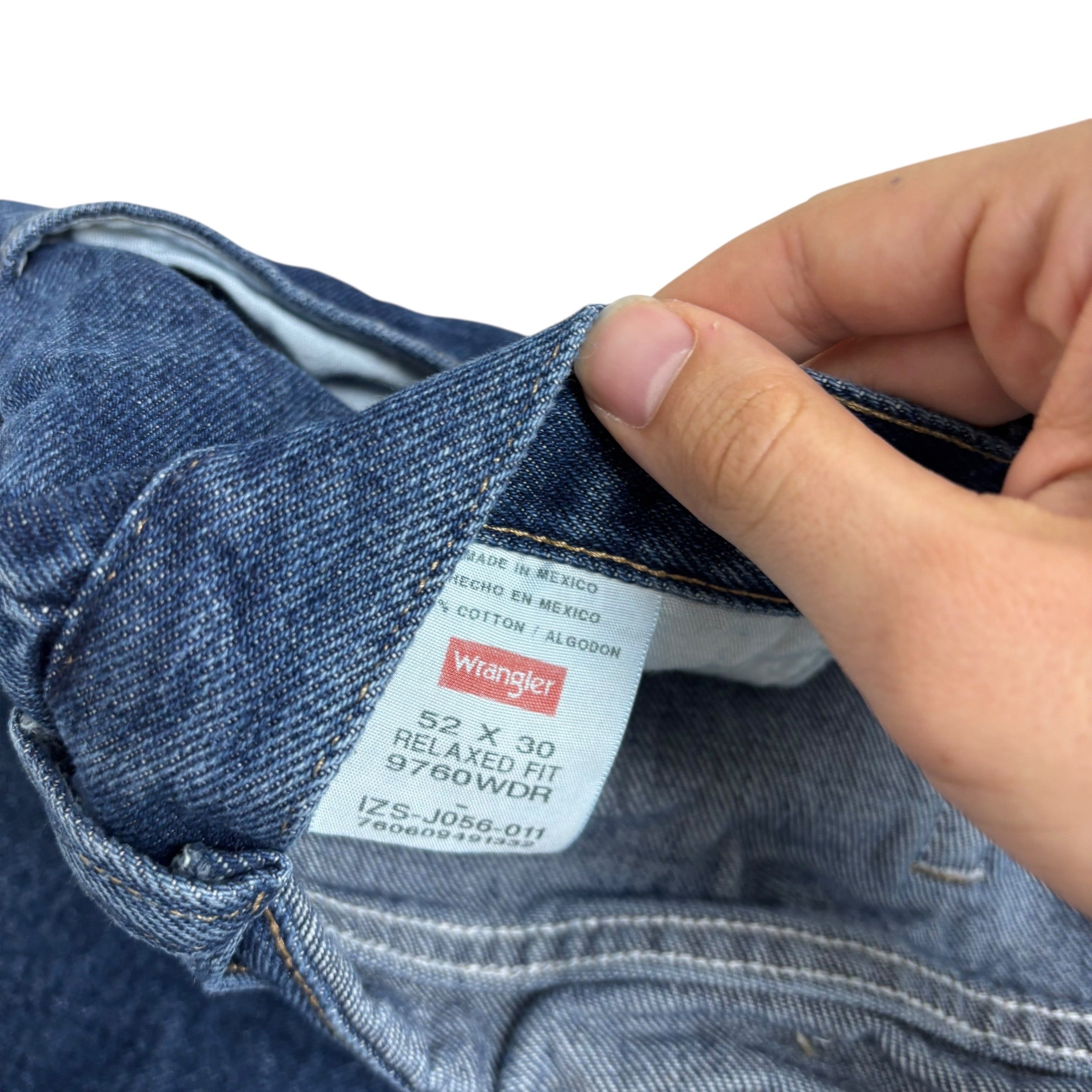 Wrangler Jeans W52 L30 Mens Mid Blue Relaxed Straight Fit Denim (E)