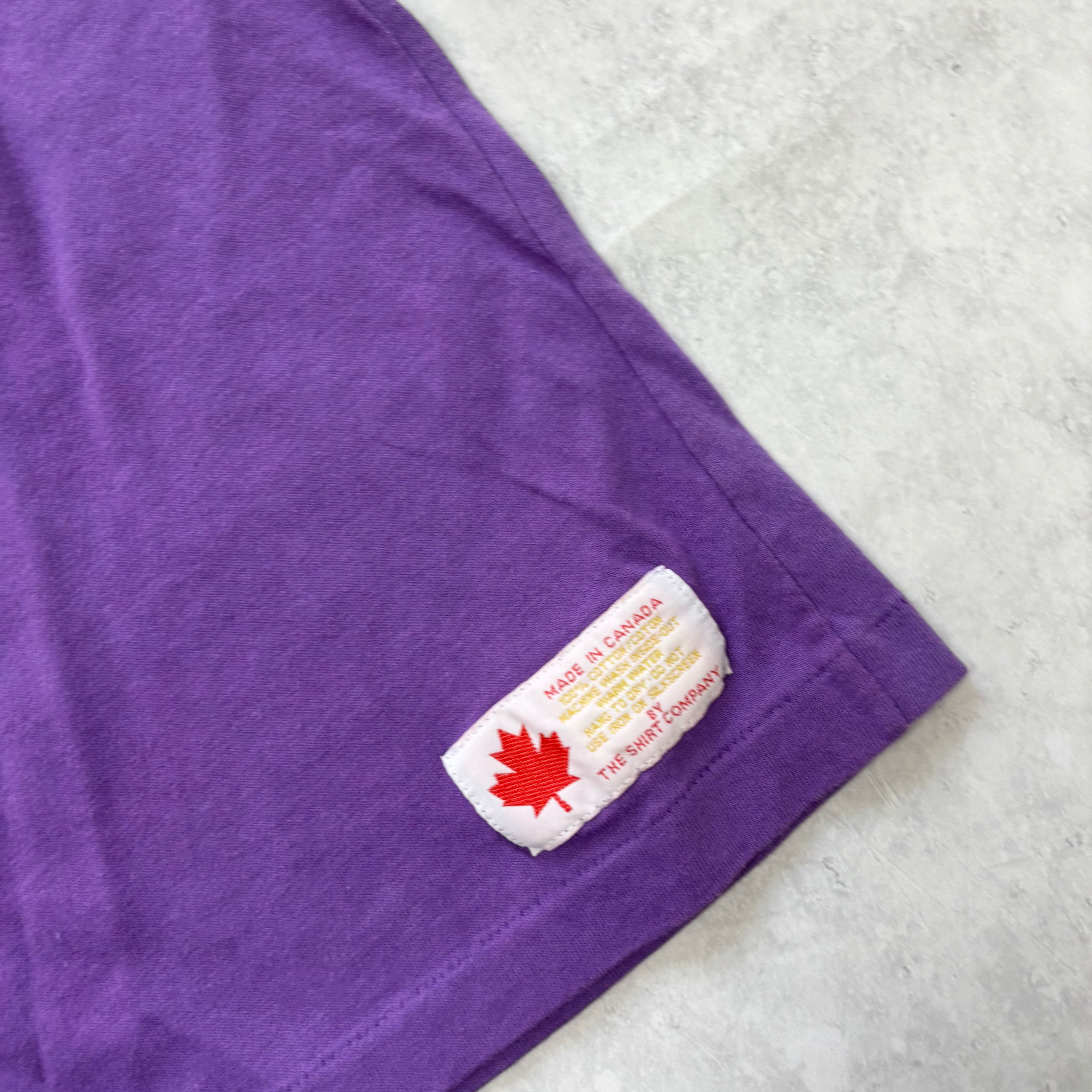 Vintage T Shirt Mens Medium Purple Single Stitch Graphic Print 90s Tourist (E)