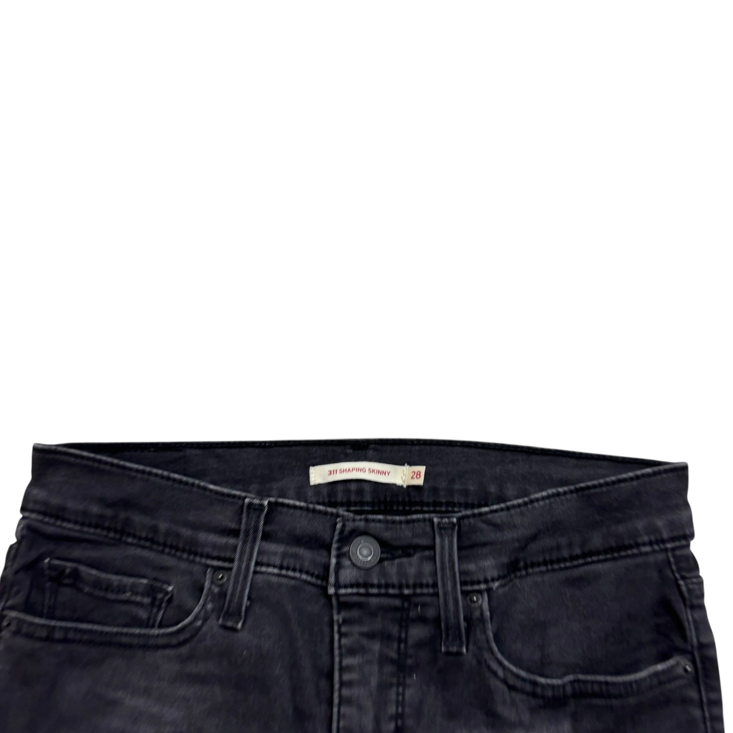 Levis 311 Jeans W28 L32 Womens Shaping Skinny Black Stretch Denim (E)