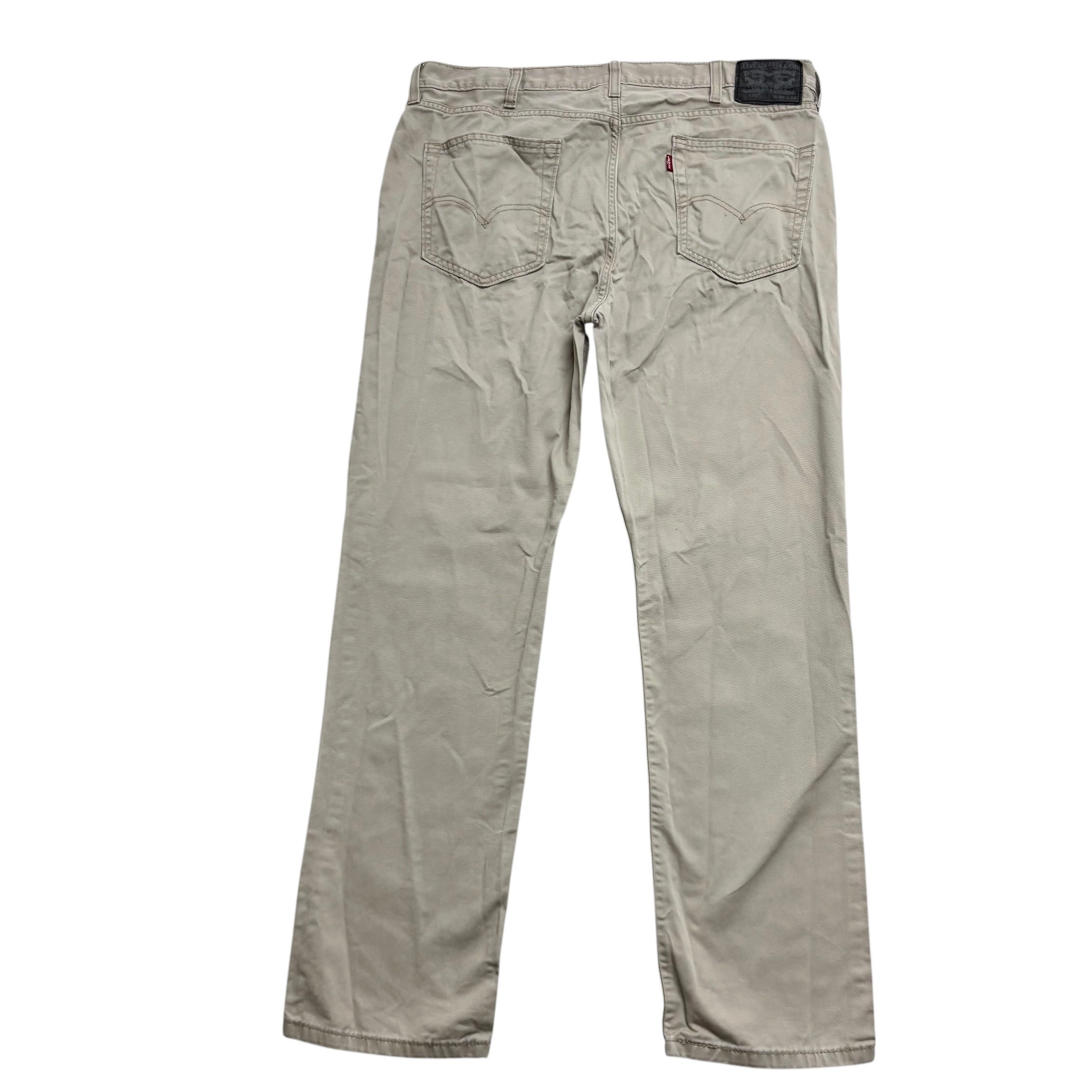 Levis 514 Trousers W38 L32 Mens Cream Regular Straight Fit Cotton Pants (E)