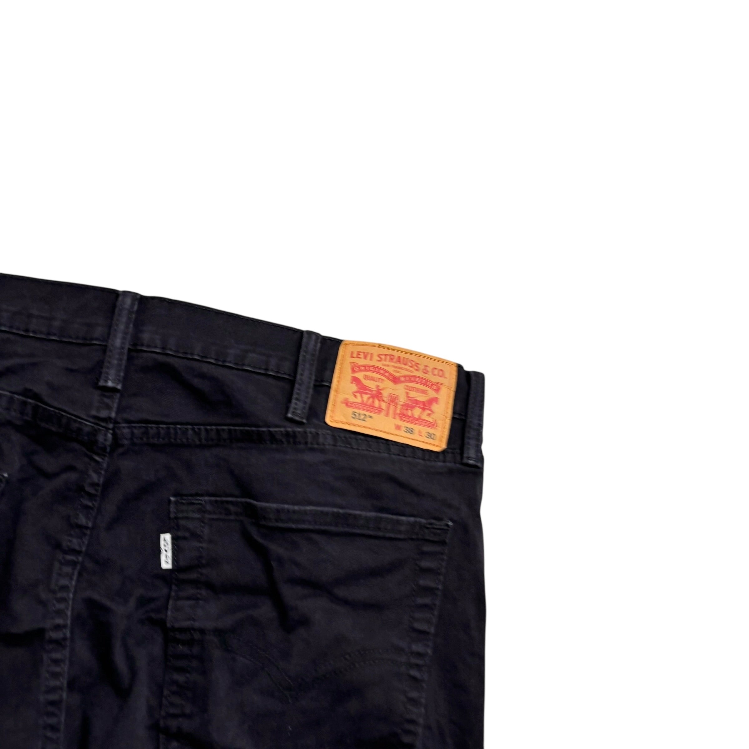 Levis 512 Trousers W38 L28 Mens Black Slim Tapered Fit Stretch Pants (E)