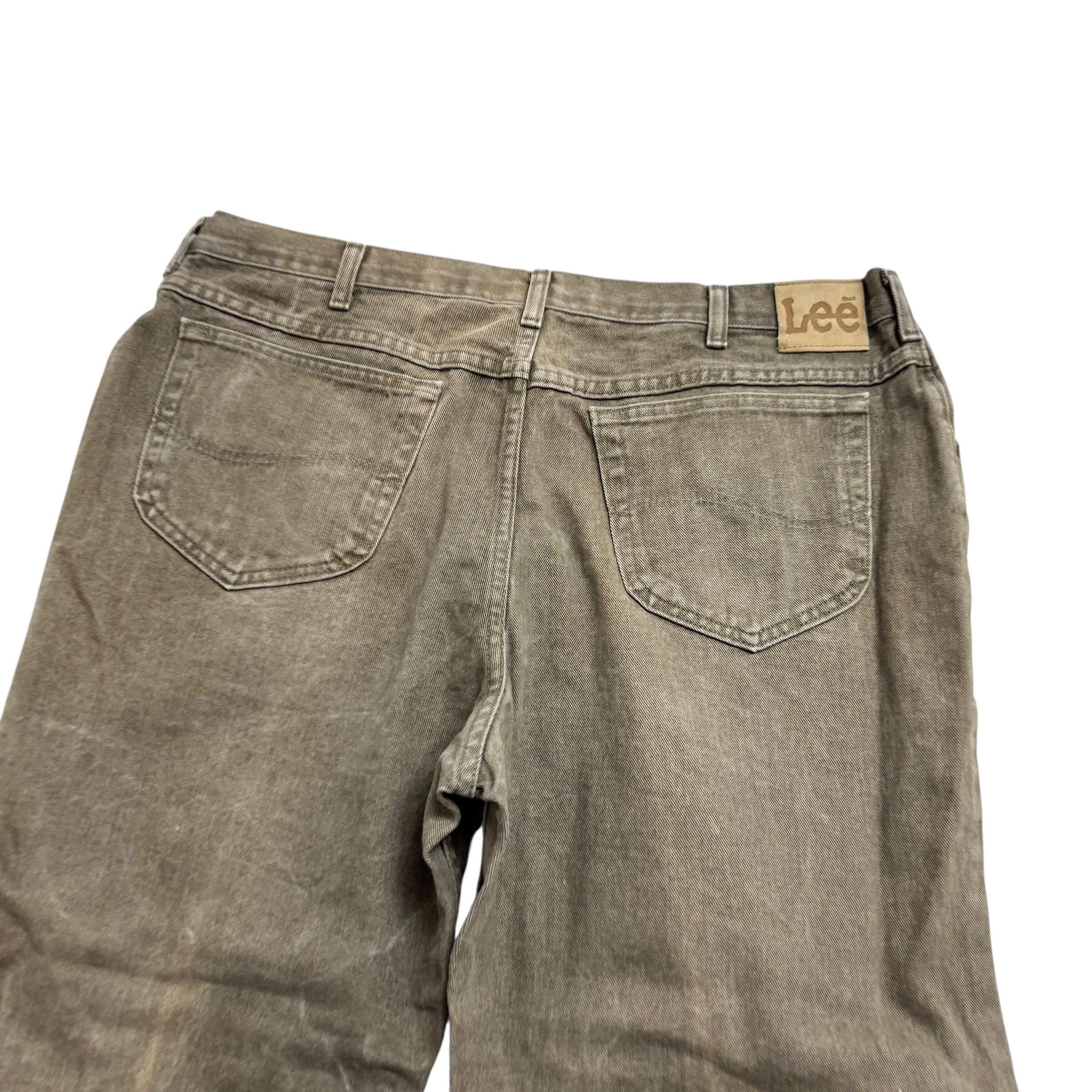 Lee Jeans W40 L30 Mens Green Regular Straight Fit Vintage Denim