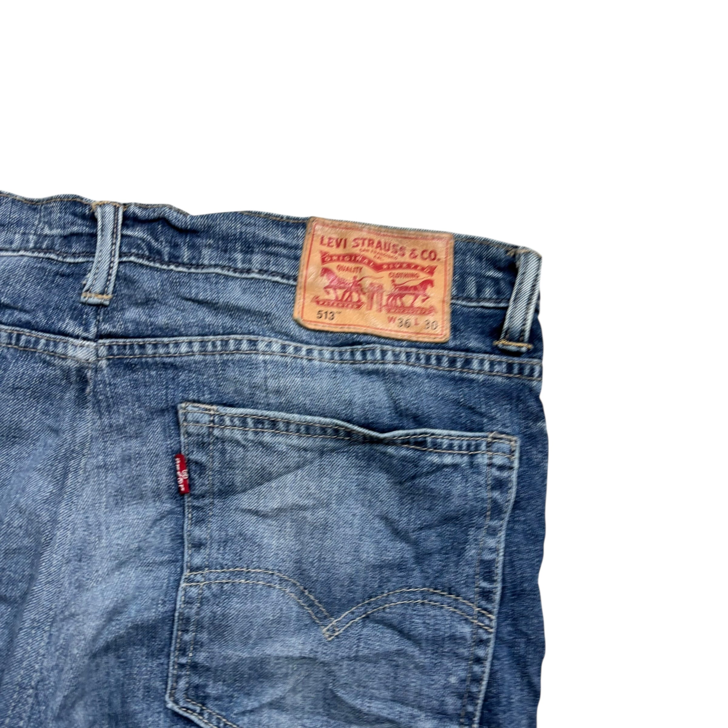 Levis 513 Jeans W36 L28 Mens Mid Blue Slim Straight Fit Stretch Denim