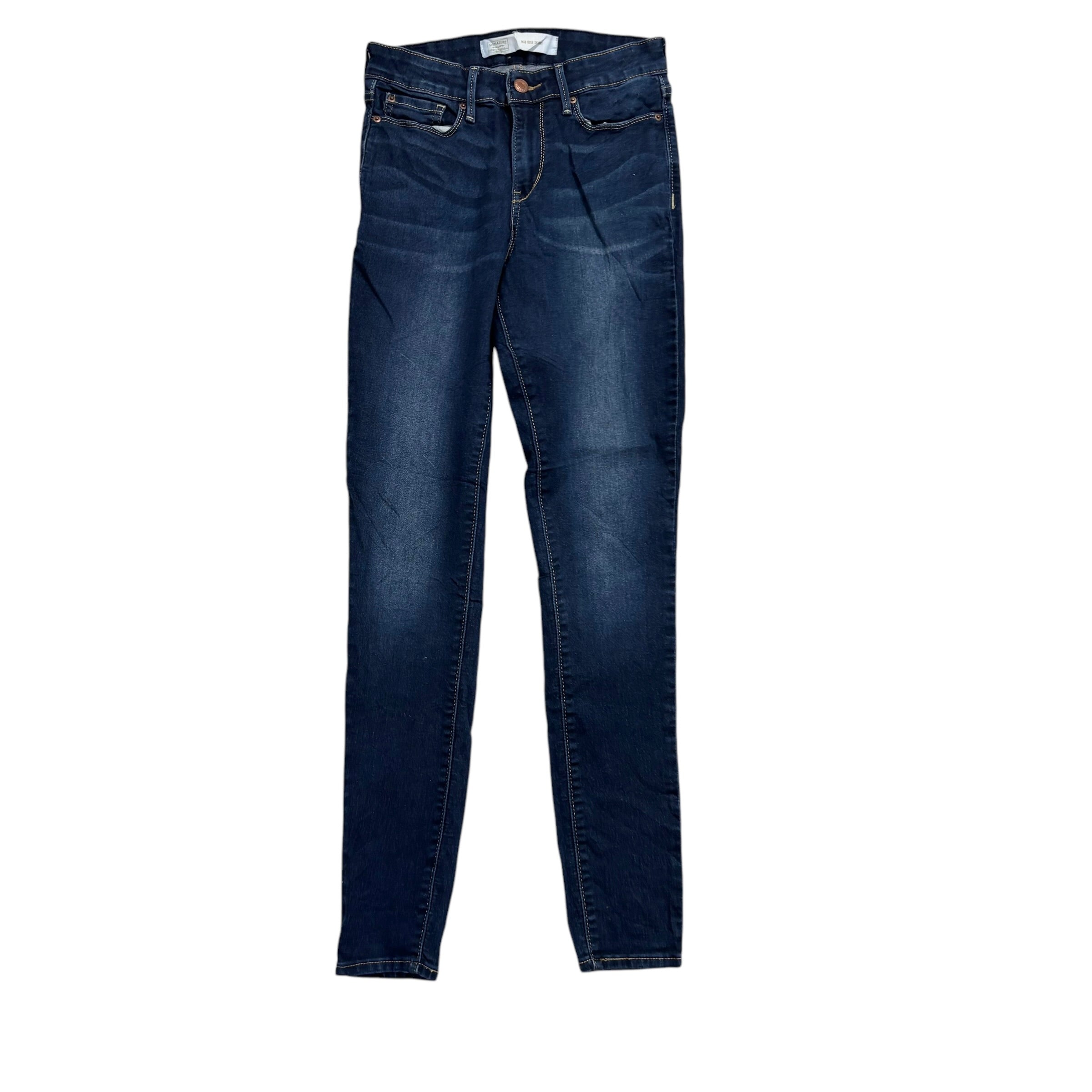 Levis Signature Jeans W25 L30 Womens Skinny Fit Dark Blue Stretch Denim (E)
