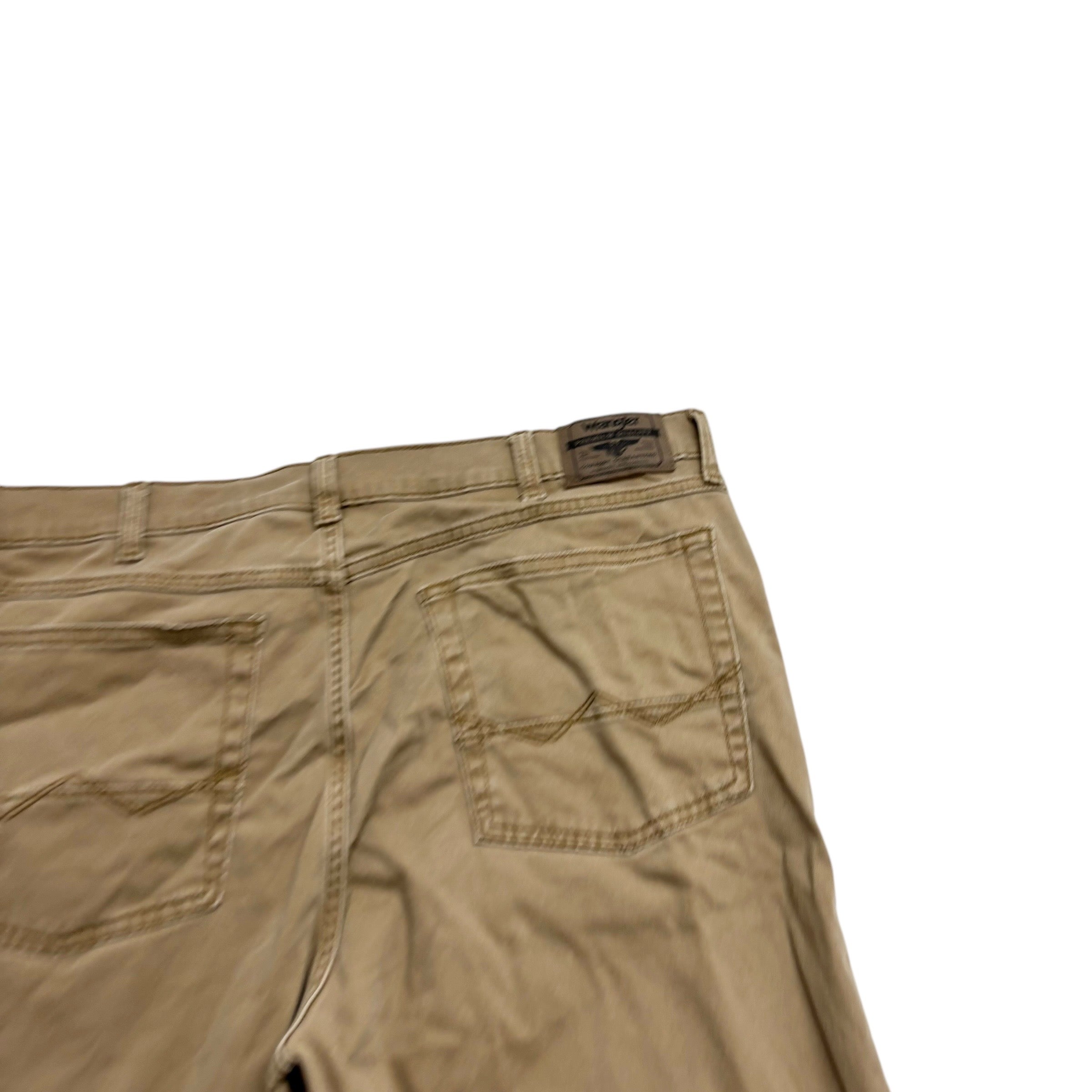 Wrangler Trousers W38 L32 Mens Tan Beige Slim Straight Fit Stretch Pants (E)
