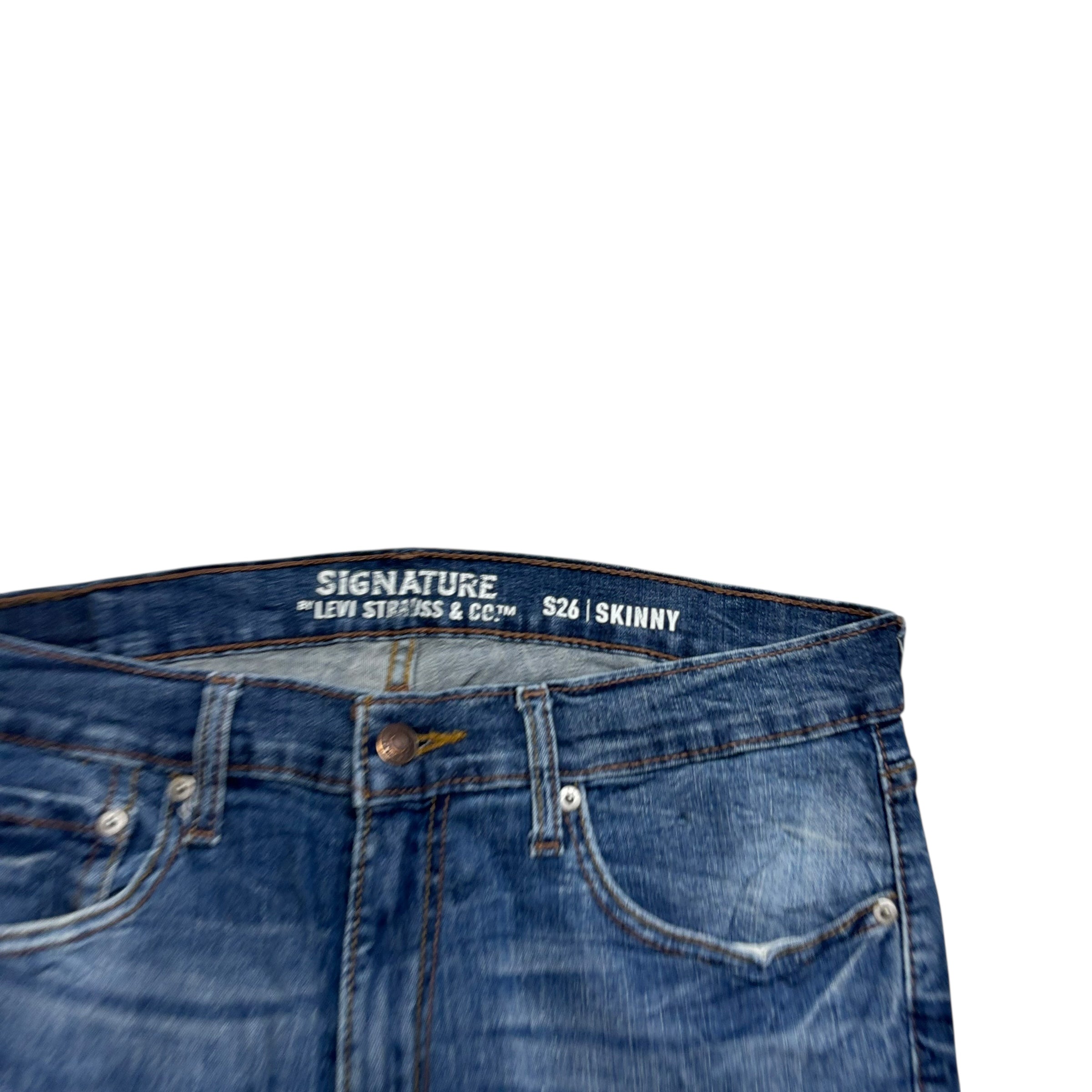 Levis Signature Jeans W34 L30 Mens Mid Blue Skinny Fit Stretch Denim (E)