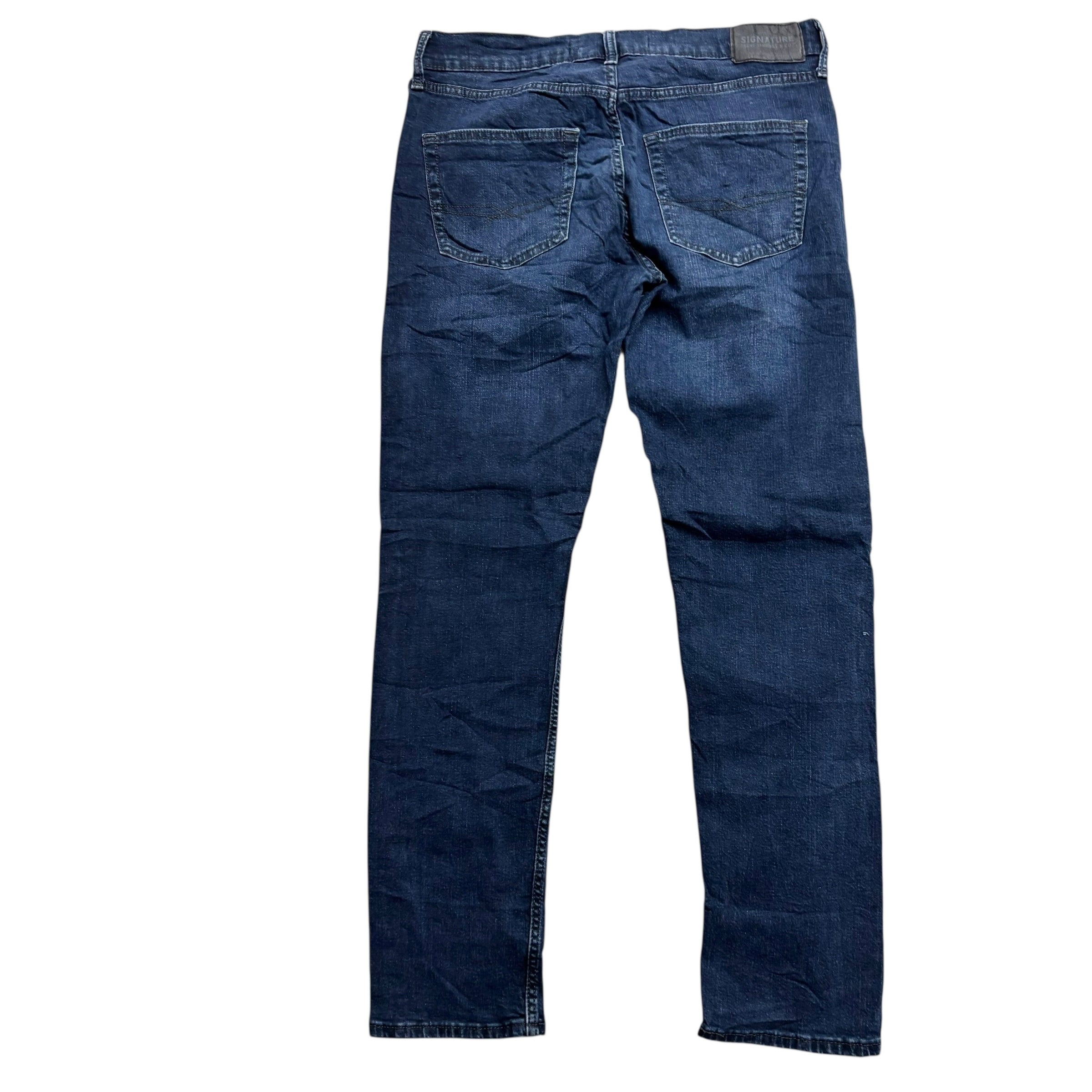 Levis Signature Jeans W34 L32 Mens Navy Blue Regular Tapered Fit Stretch (E)