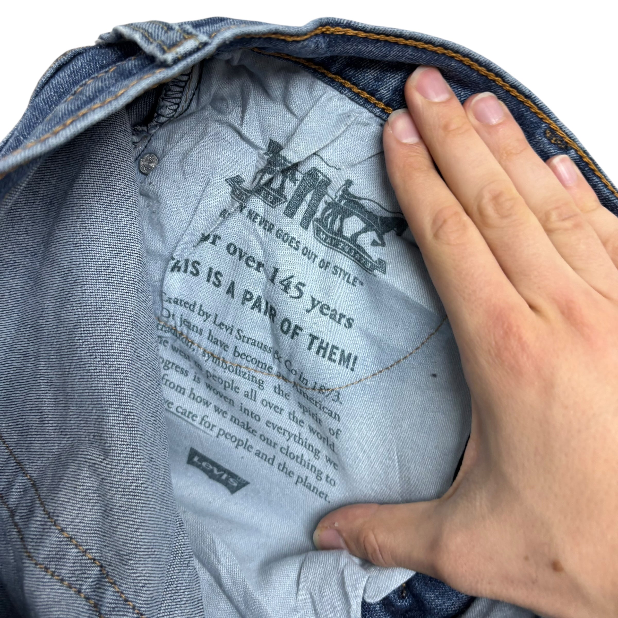 Levis 514 Jeans W33 L27 Mens Mid Blue Slim Straight Fit Stretch Denim (E)