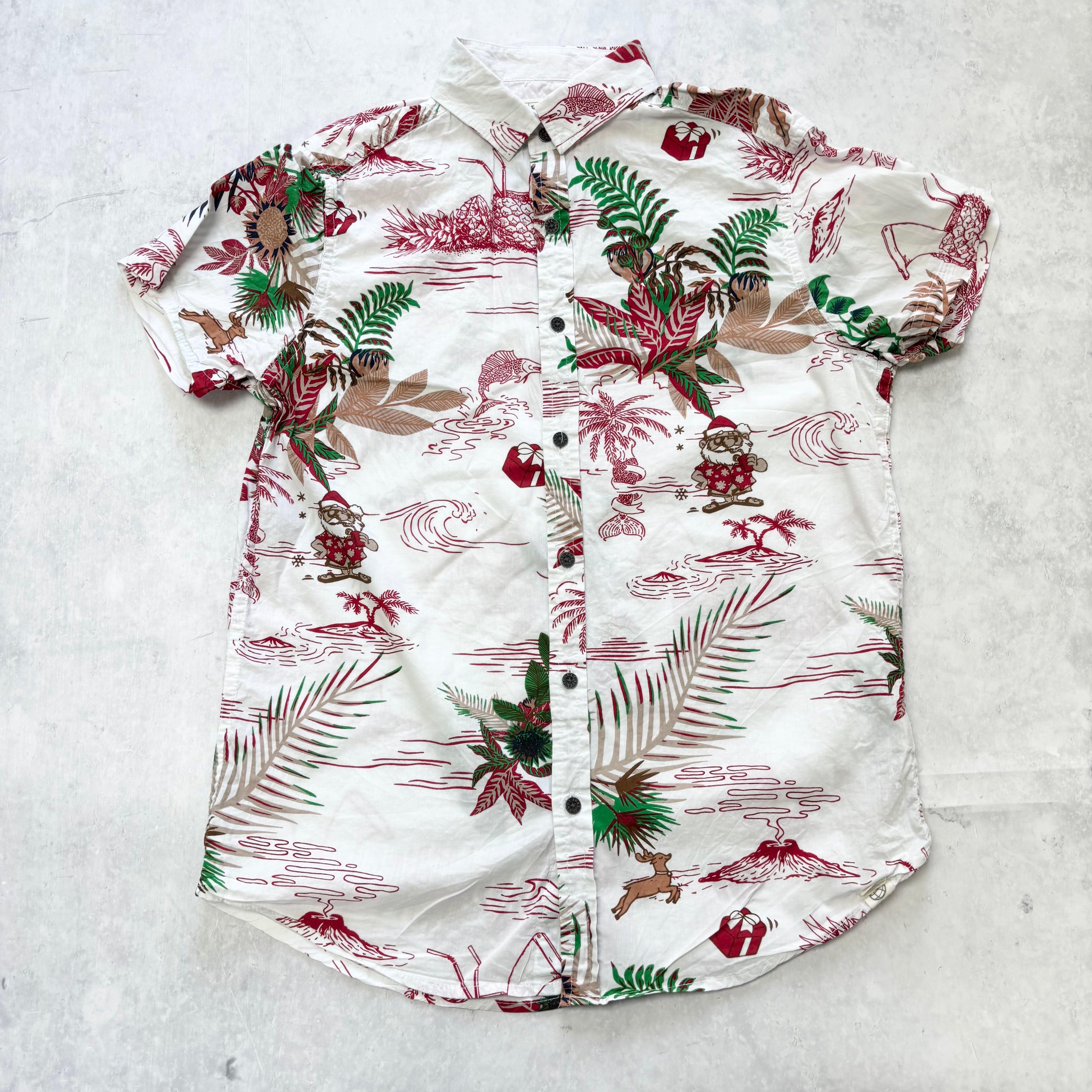 Hawaiian Shirt Mens Small White Floral Aloha Short Sleeve Cotton (E)