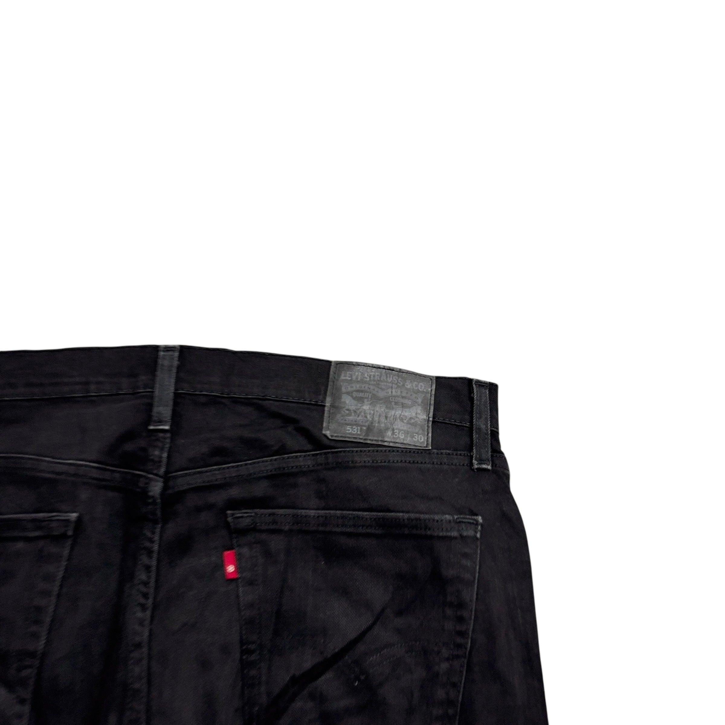 Levis 531 Jeans W36 L30 Mens Black Athletic Slim Fit Stretch Denim (E)