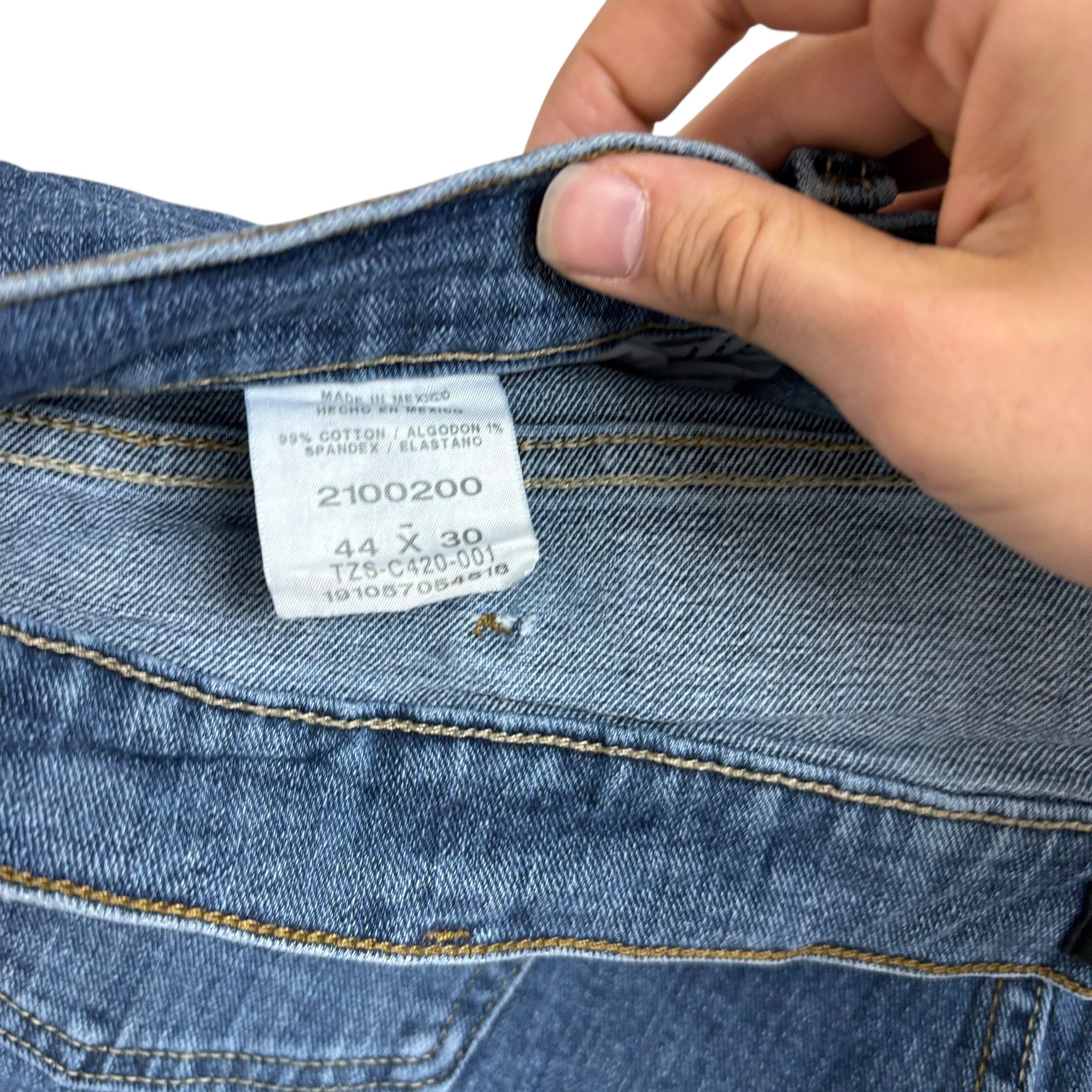 Lee Jeans W44 L30 Mens Mid Blue Regular Straight Fit Stretch Denim