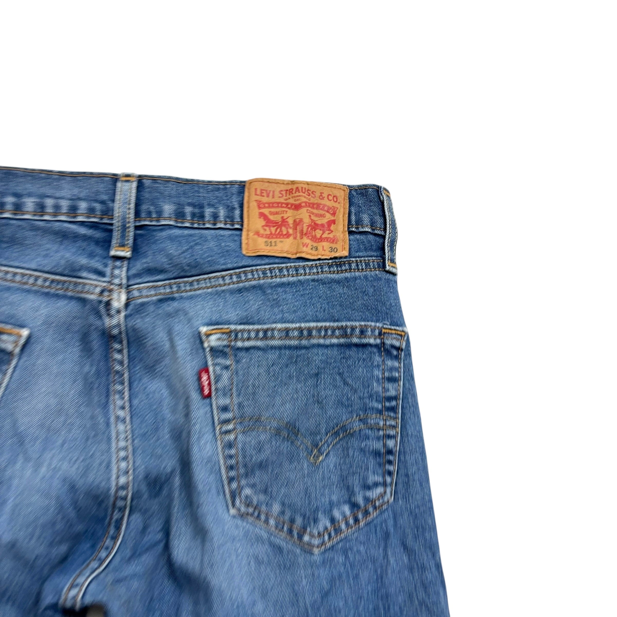 Levis 511 Jeans W29 L30 Mens Mid Blue Slim Fit Stretch Denim (E)